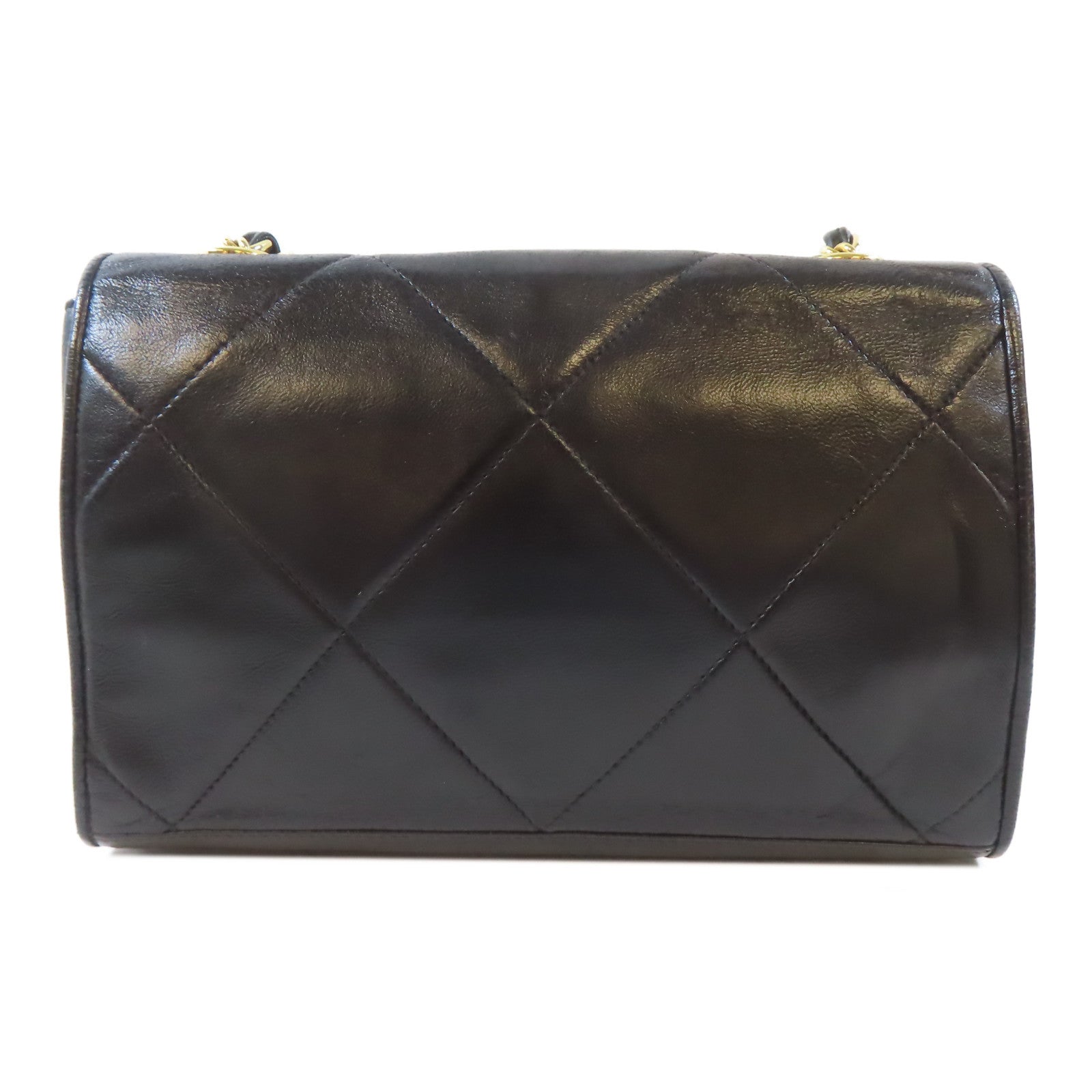 CHANEL 牛皮皮革Chain Shoulder金扣鏈帶肩背袋黑色