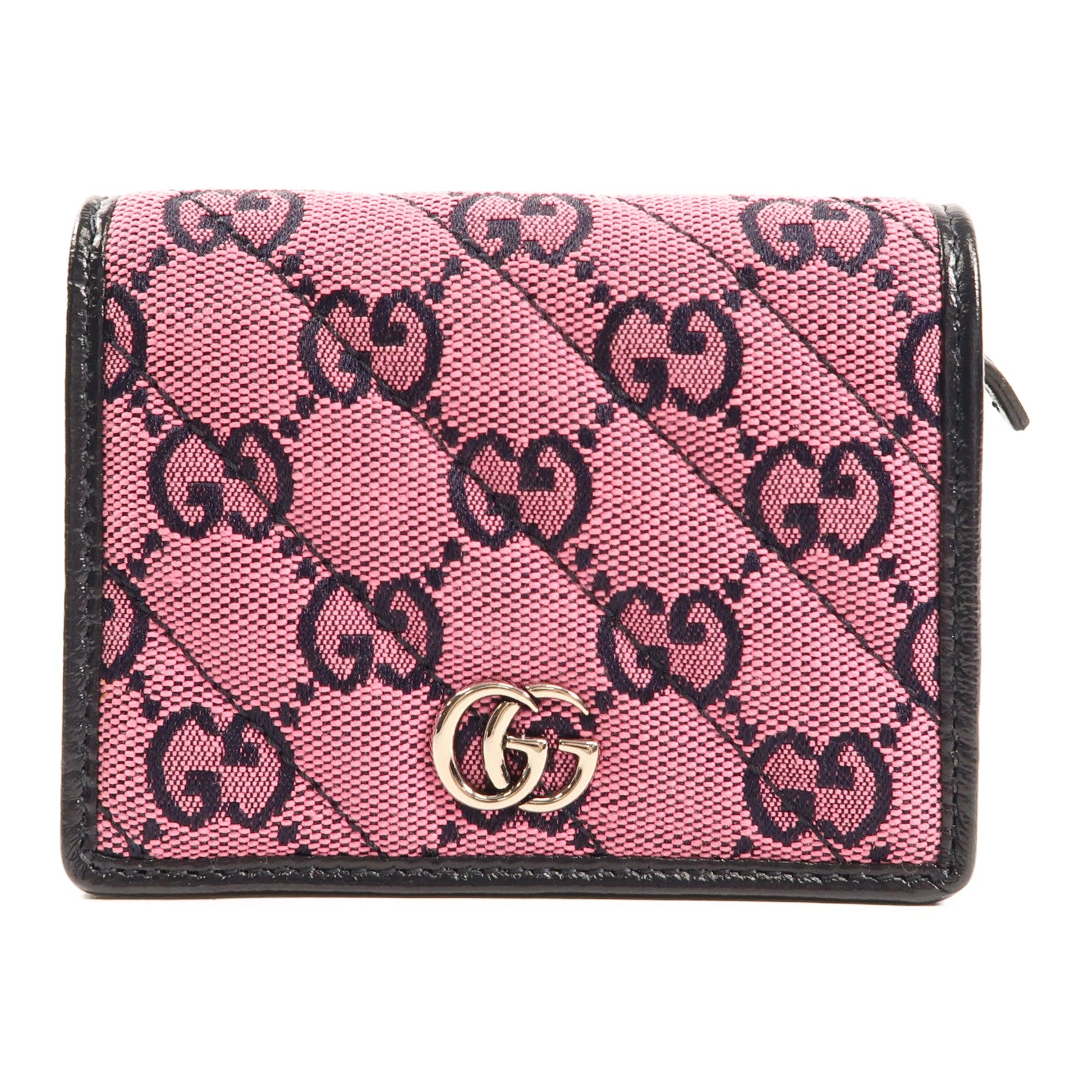 GUCCI 帆布/牛皮皮革Wallet銀扣錢包