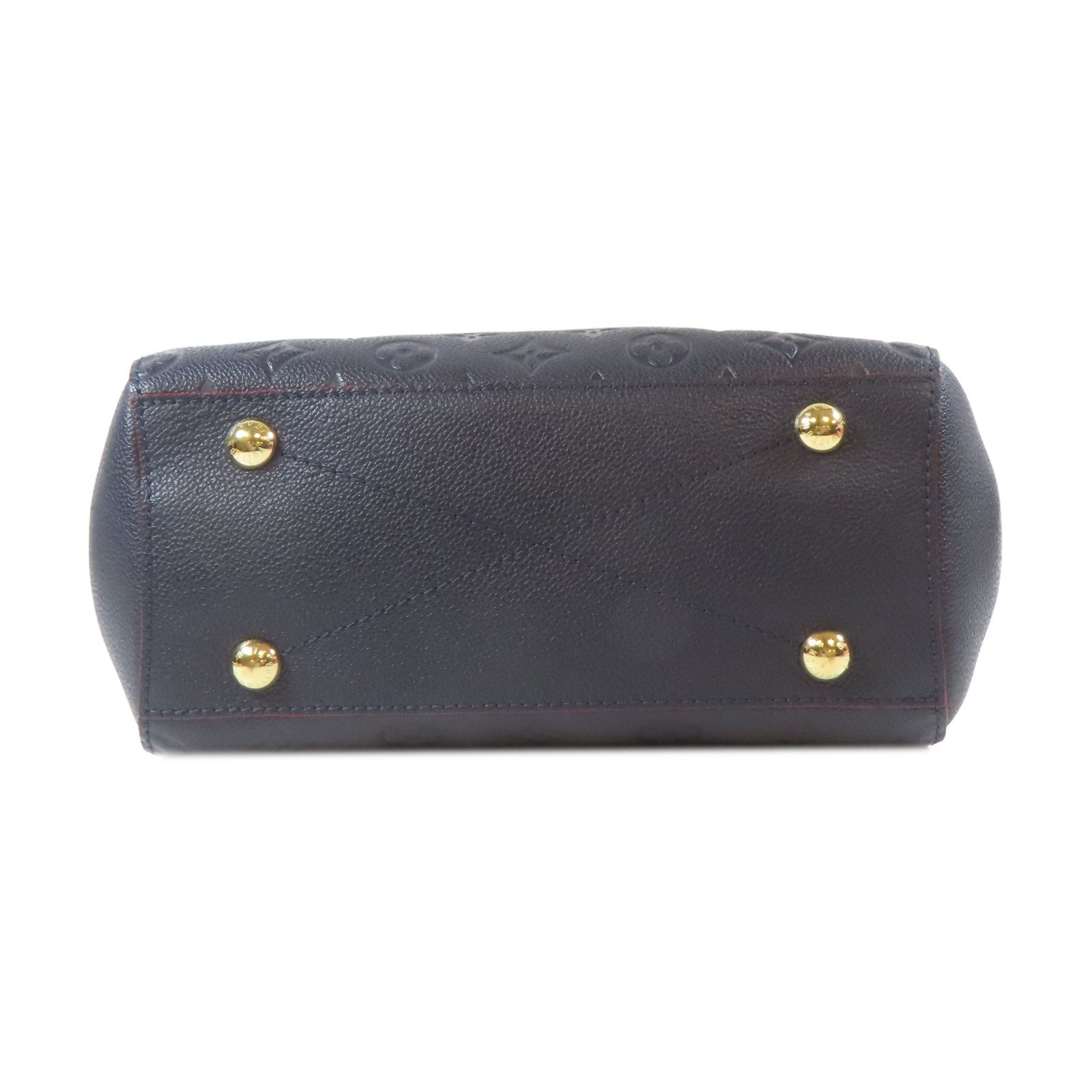 LOUIS VUITTON Monogram Empreinte Montaigne BB金扣手挽肩背兩用袋深藍色/紅色