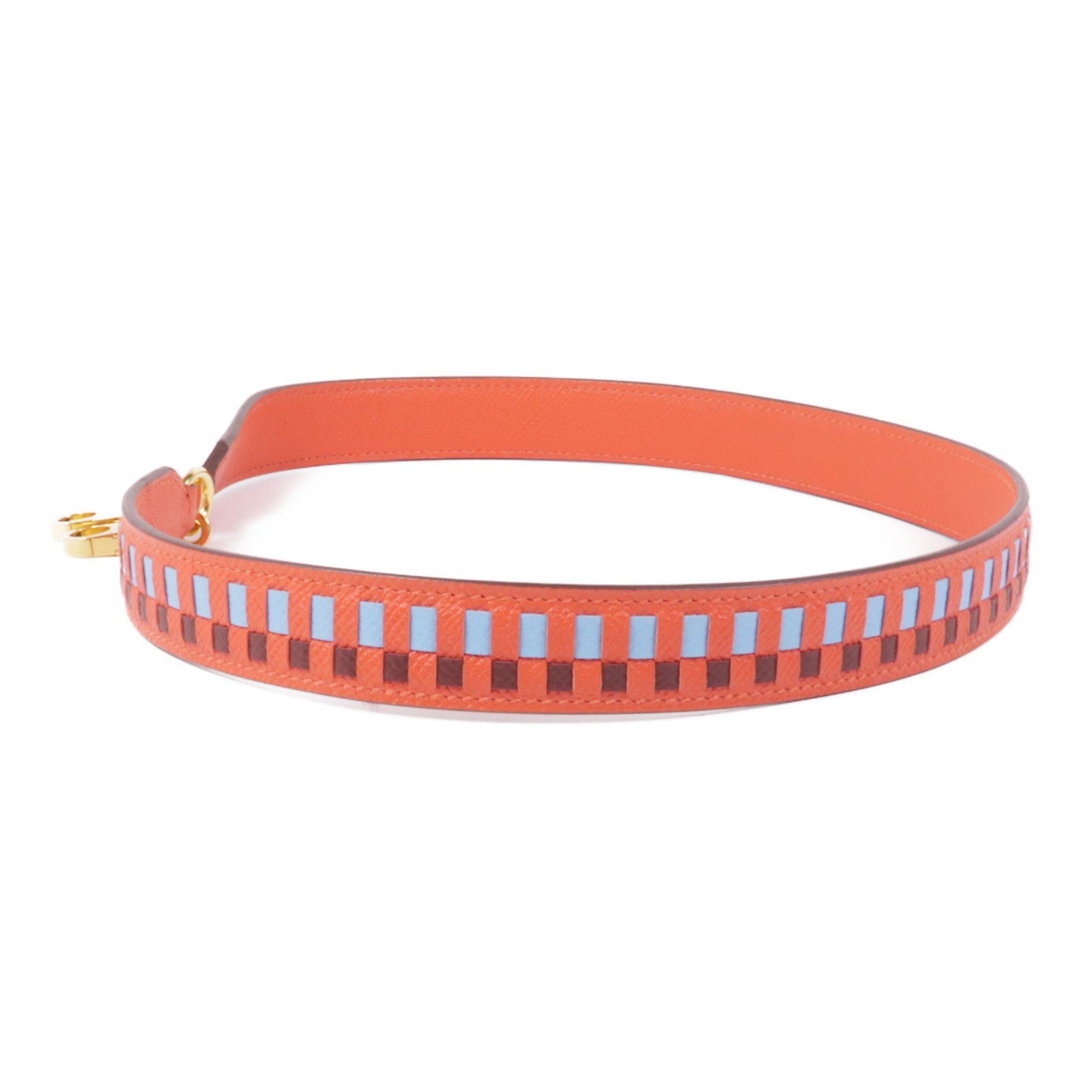 HERMES Epsom皮革Strap 70cm金扣肩帶Rouge de coeur