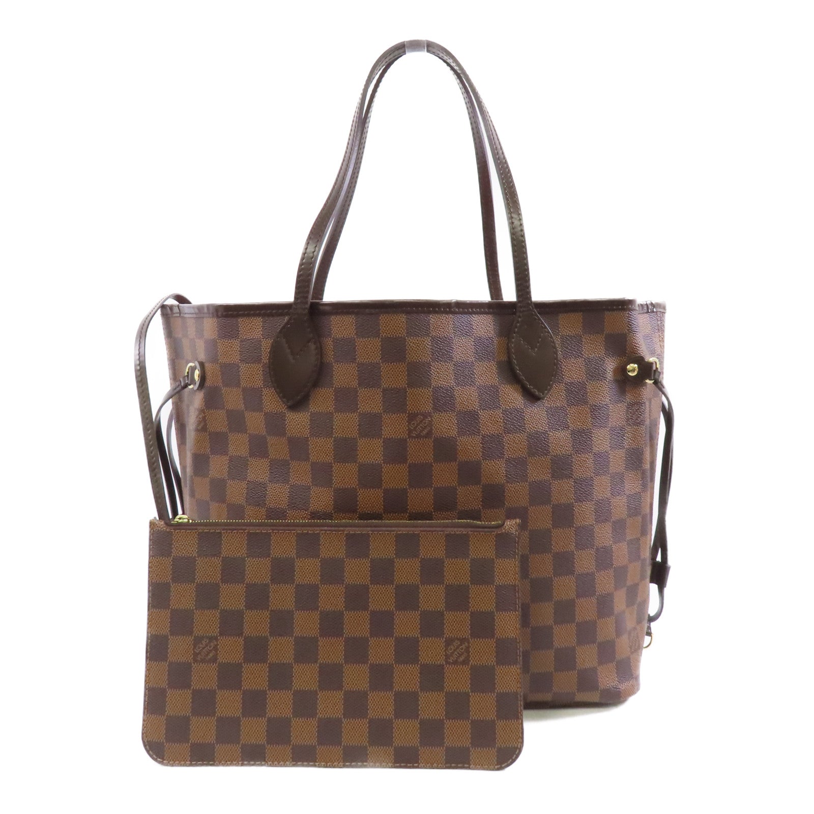LOUIS VUITTON Damier Neverfull MM金扣手挽袋/肩背袋啡色