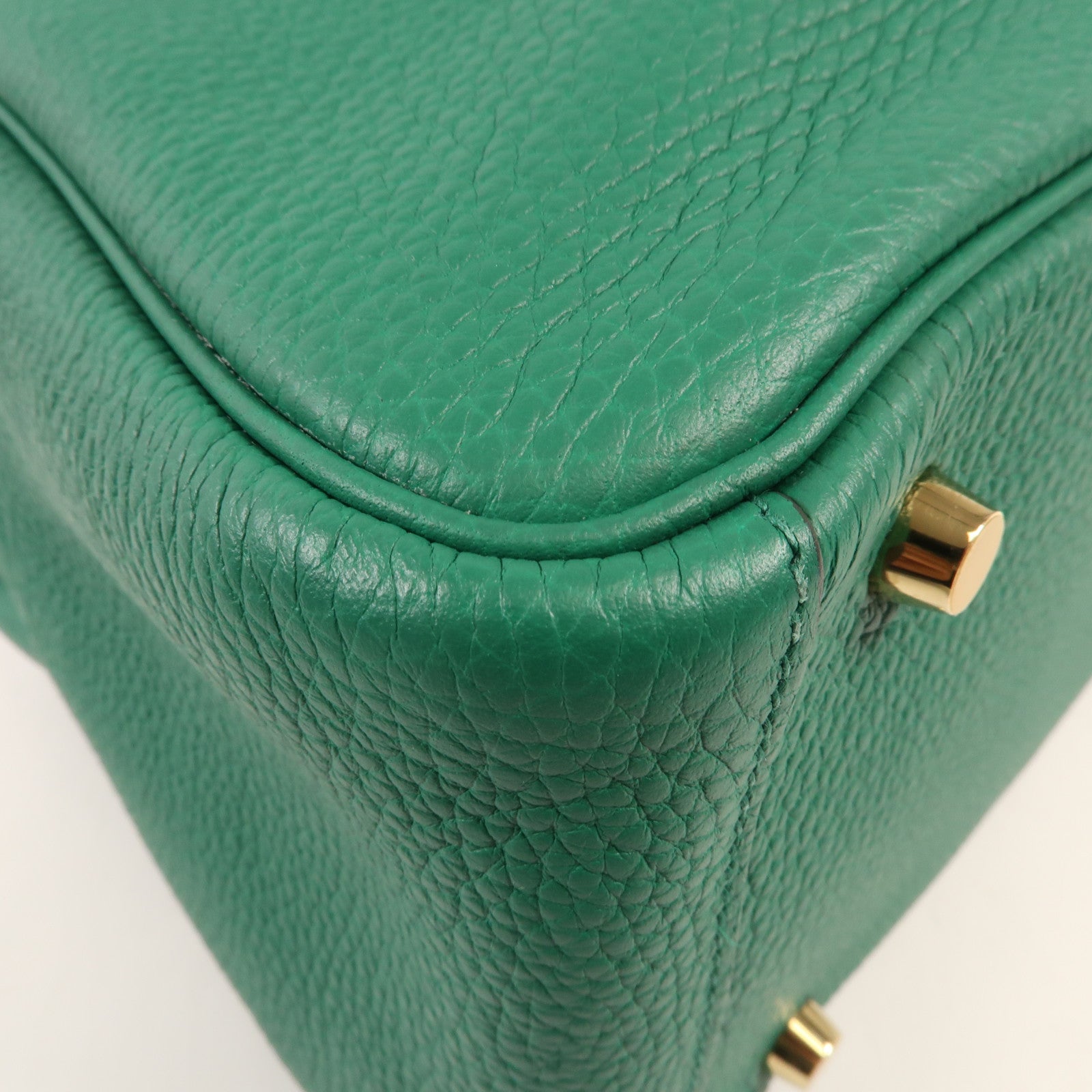 HERMES 【激減優惠】Clemence皮革Lindy 26金扣手挽肩背兩用袋Vert Vertigo