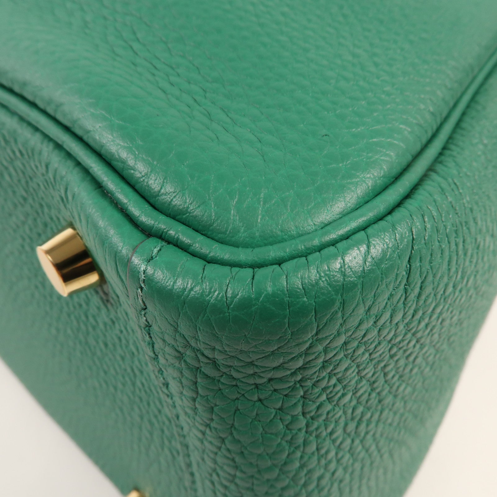 HERMES 【激減優惠】Clemence皮革Lindy 26金扣手挽肩背兩用袋Vert Vertigo