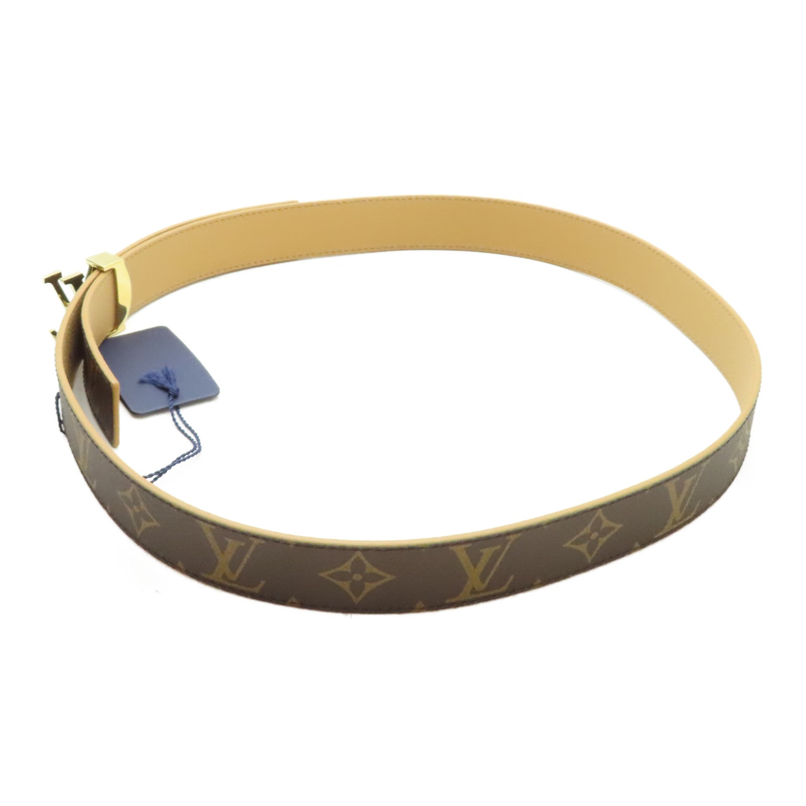 LOUIS VUITTON Monogram Belt金扣皮帶啡色