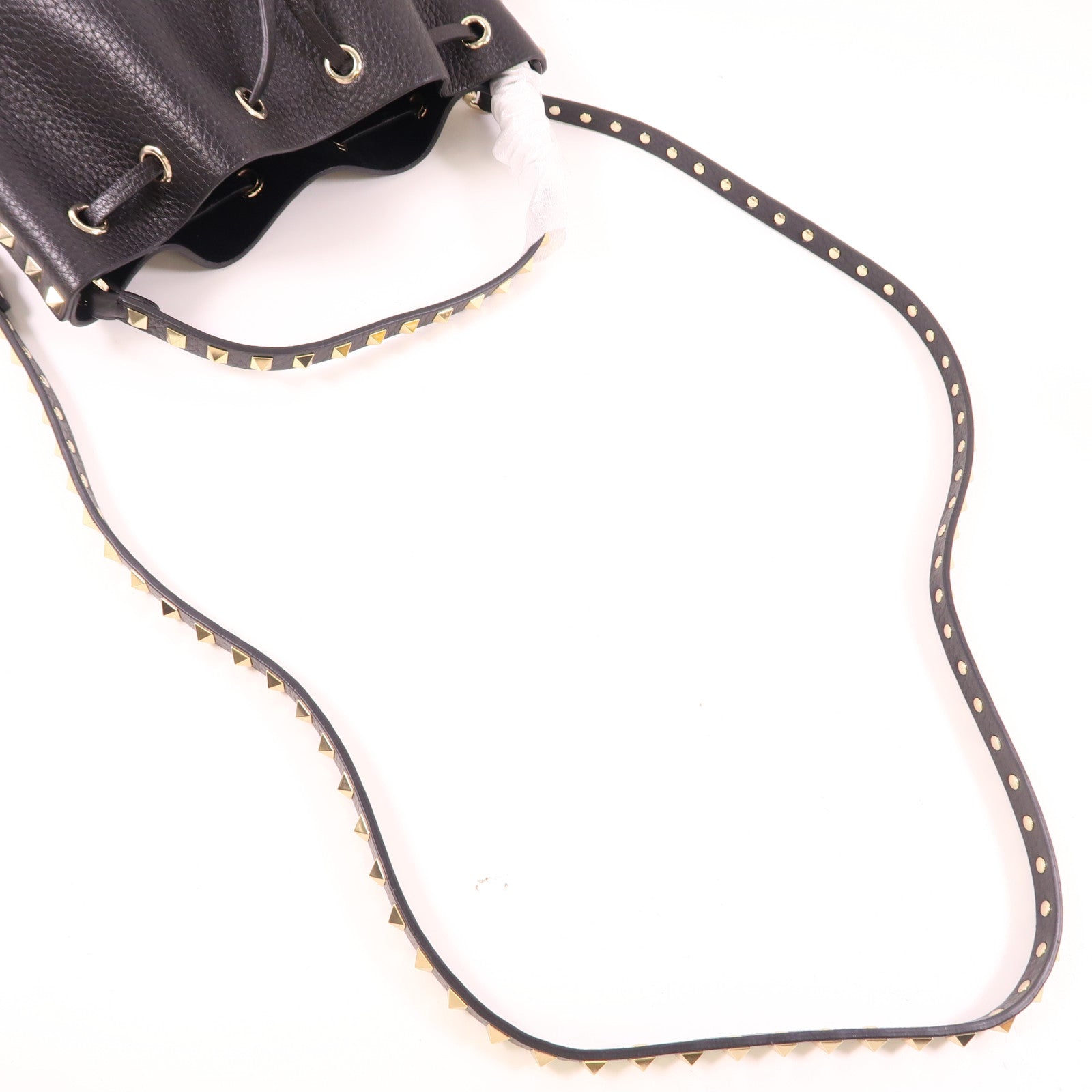 Valentino GHW Bucket Bag 2 Way Shoulder Handbag 6W2B0L31VSF/0NO Calfskin Black