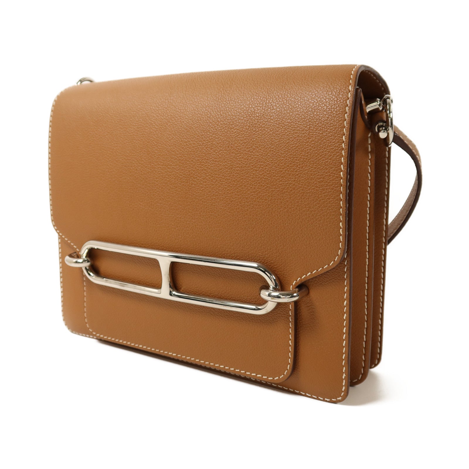 HERMES Evercolor皮革Roulis 23銀扣肩背袋Gold