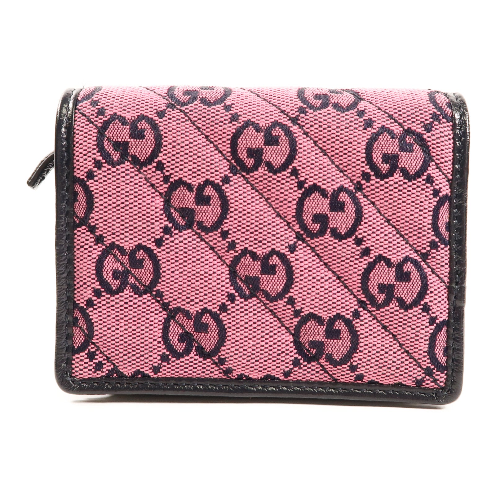 GUCCI 帆布/牛皮皮革Wallet銀扣錢包