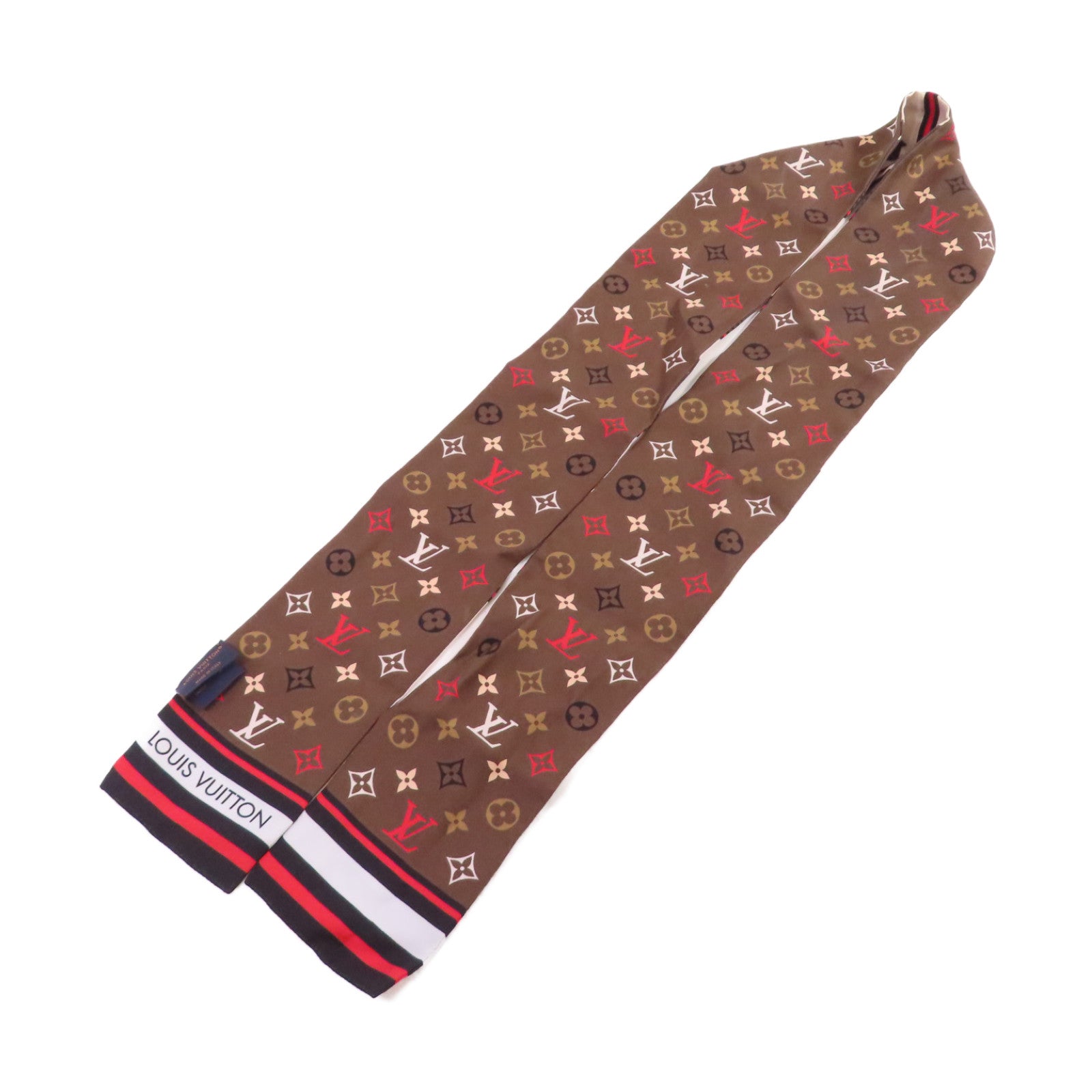 LOUIS VUITTON 絲質Bandeau Skyline Scarf絲巾黑色/杏色/彩色