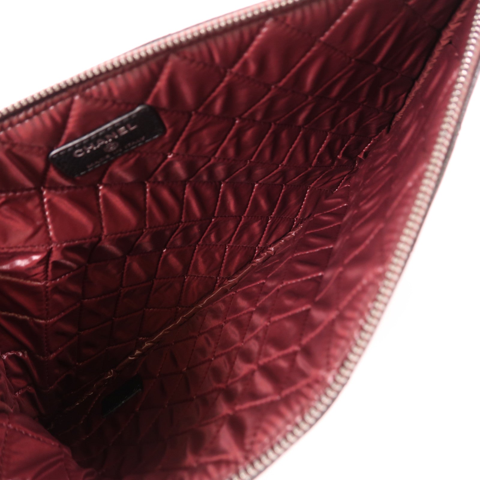 CHANEL 【激減優惠】牛皮皮革Classic Zipped Pouch銀扣手拿包