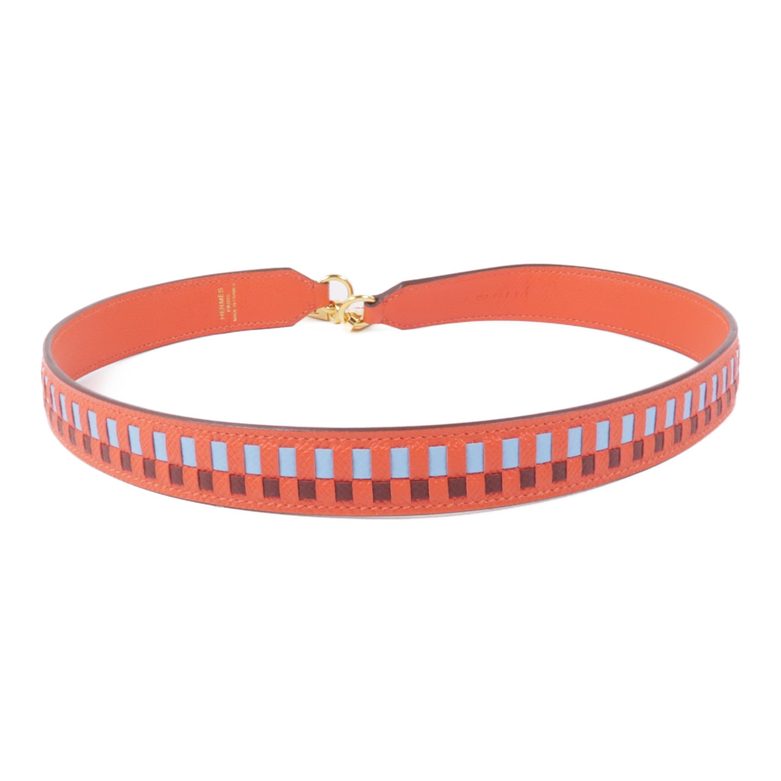 HERMES Epsom皮革Strap 70cm金扣肩帶Rouge de coeur
