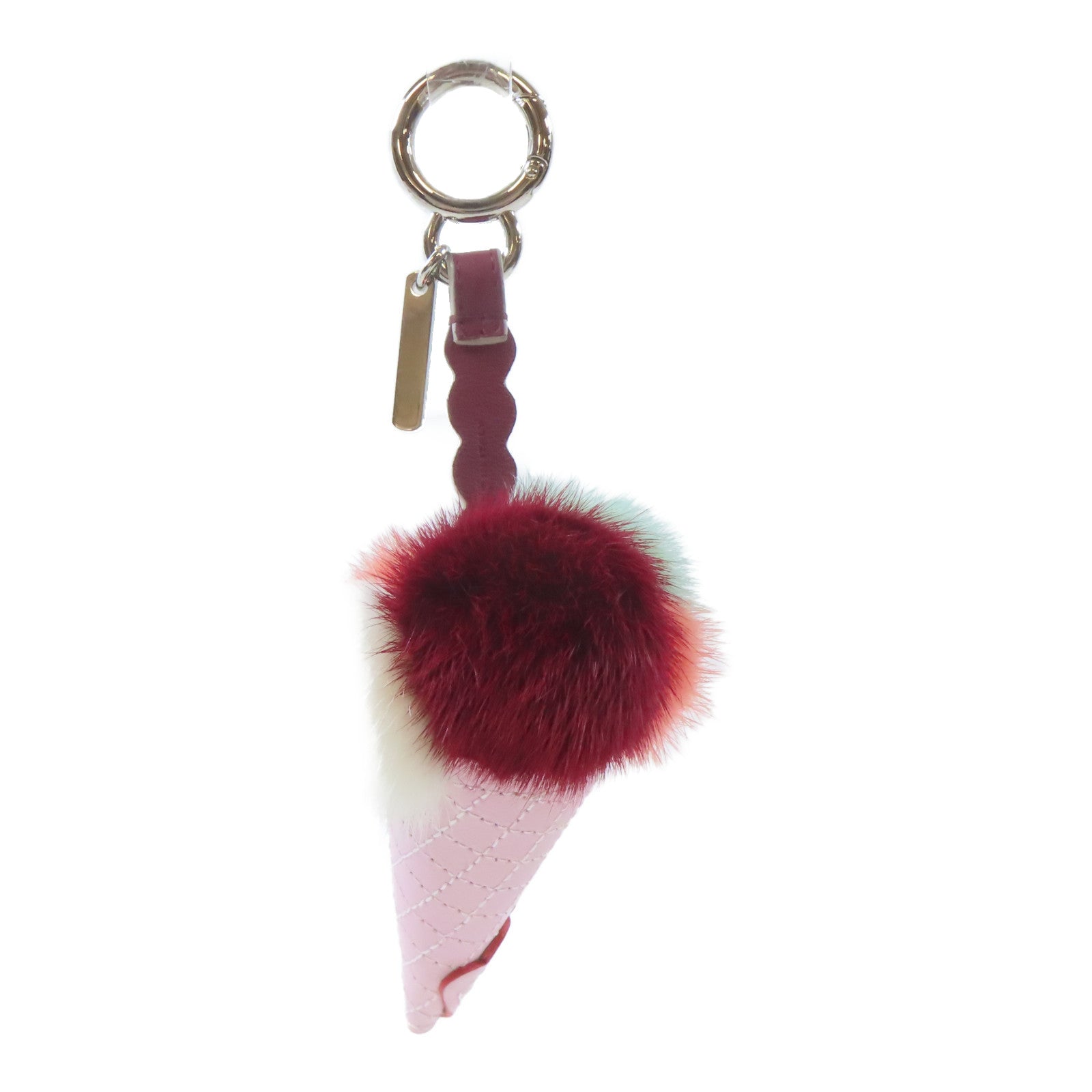 FENDI 毛茸/皮革Key Holder銀扣鎖匙扣粉紅色/紅色/白色/橙色/綠色