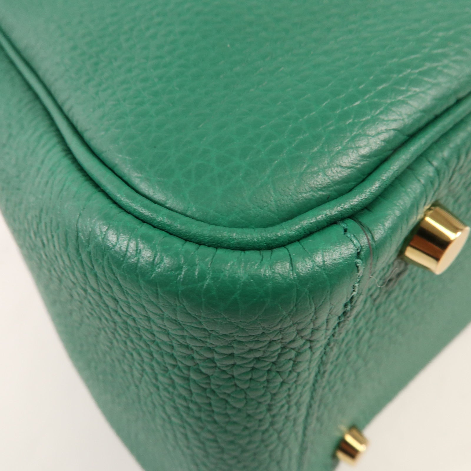 HERMES 【激減優惠】Clemence皮革Lindy 26金扣手挽肩背兩用袋Vert Vertigo