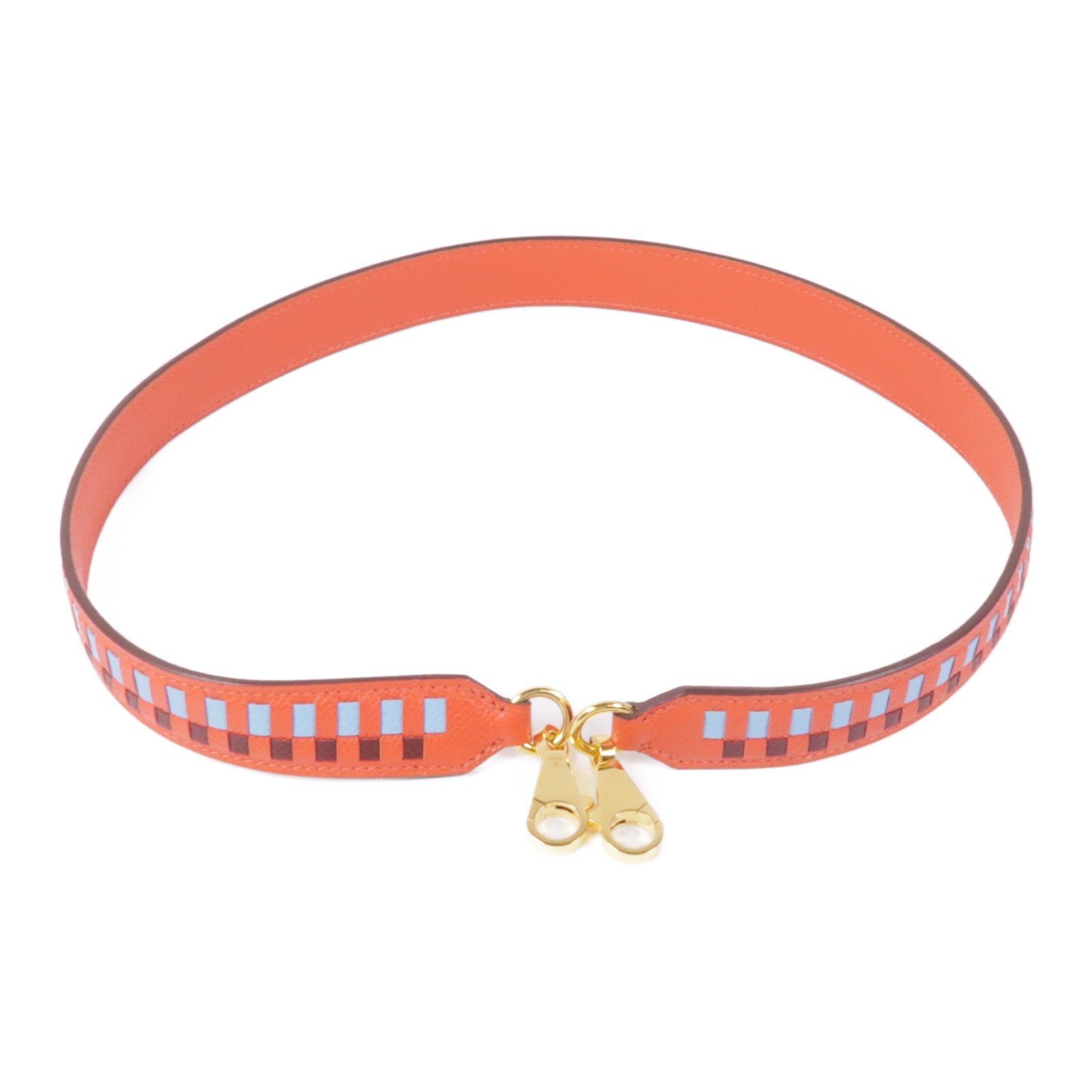HERMES Epsom皮革Strap 70cm金扣肩帶Rouge de coeur