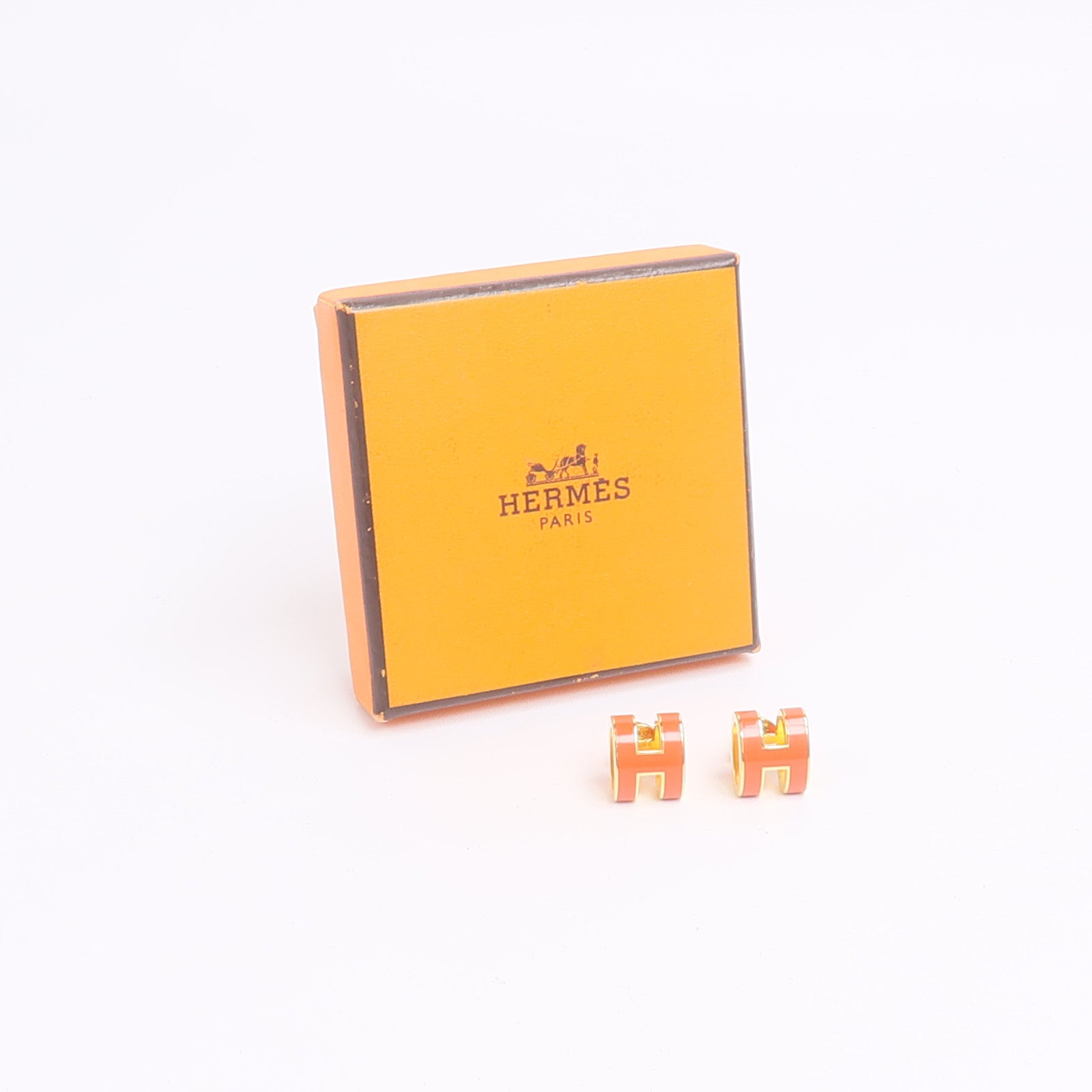 HERMES 金屬Pop H Earrings耳環Orange