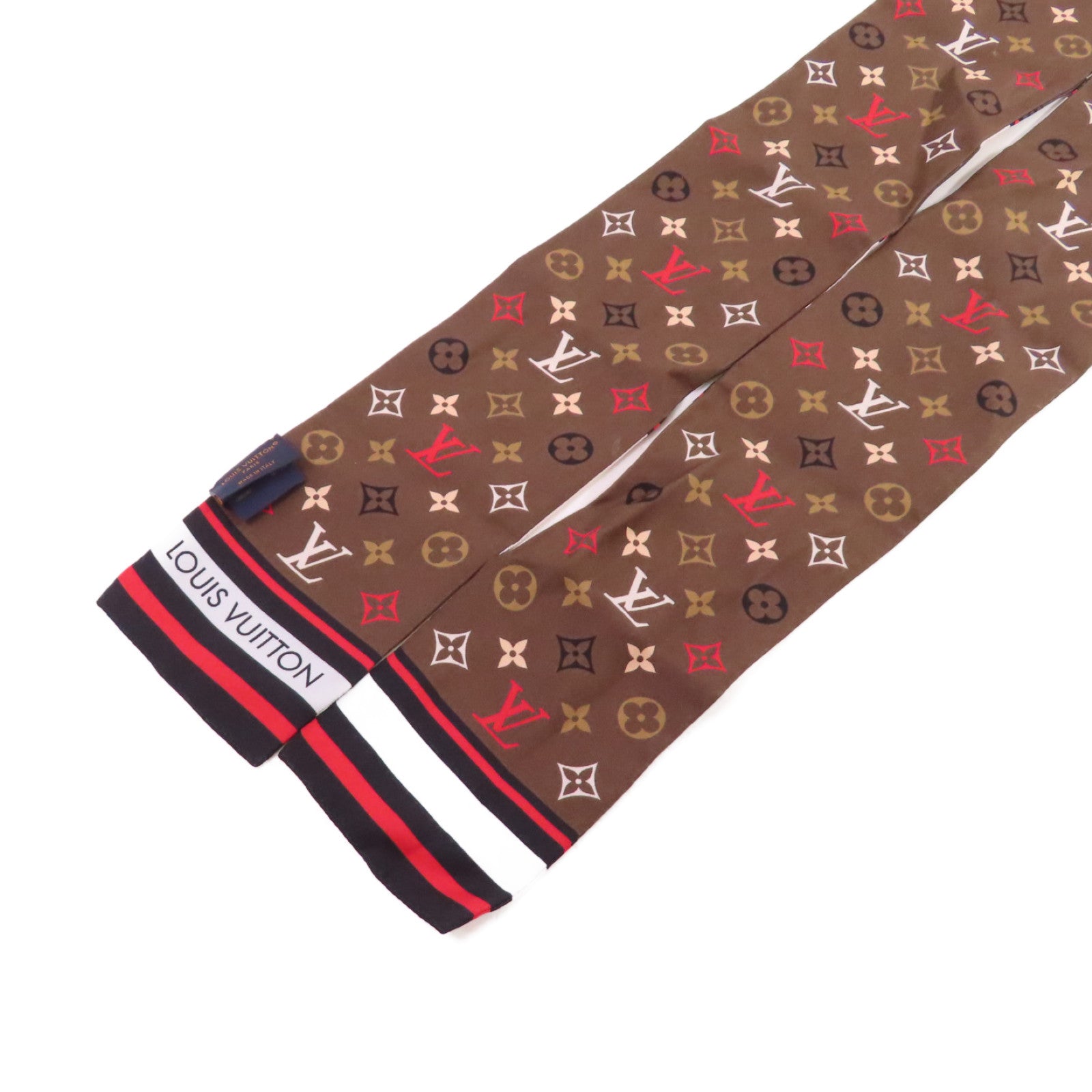 LOUIS VUITTON 絲質Bandeau Skyline Scarf絲巾黑色/杏色/彩色