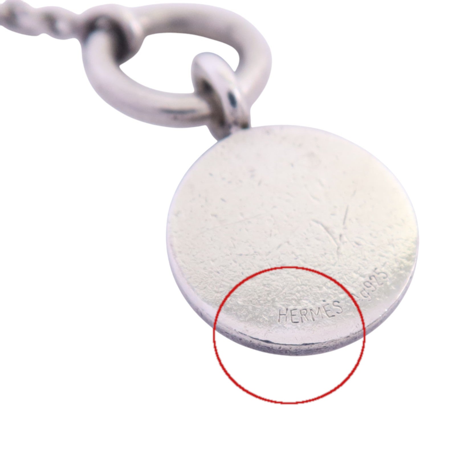 HERMES 925純銀Amulettes Ex-Libris Necklace銀扣項鏈