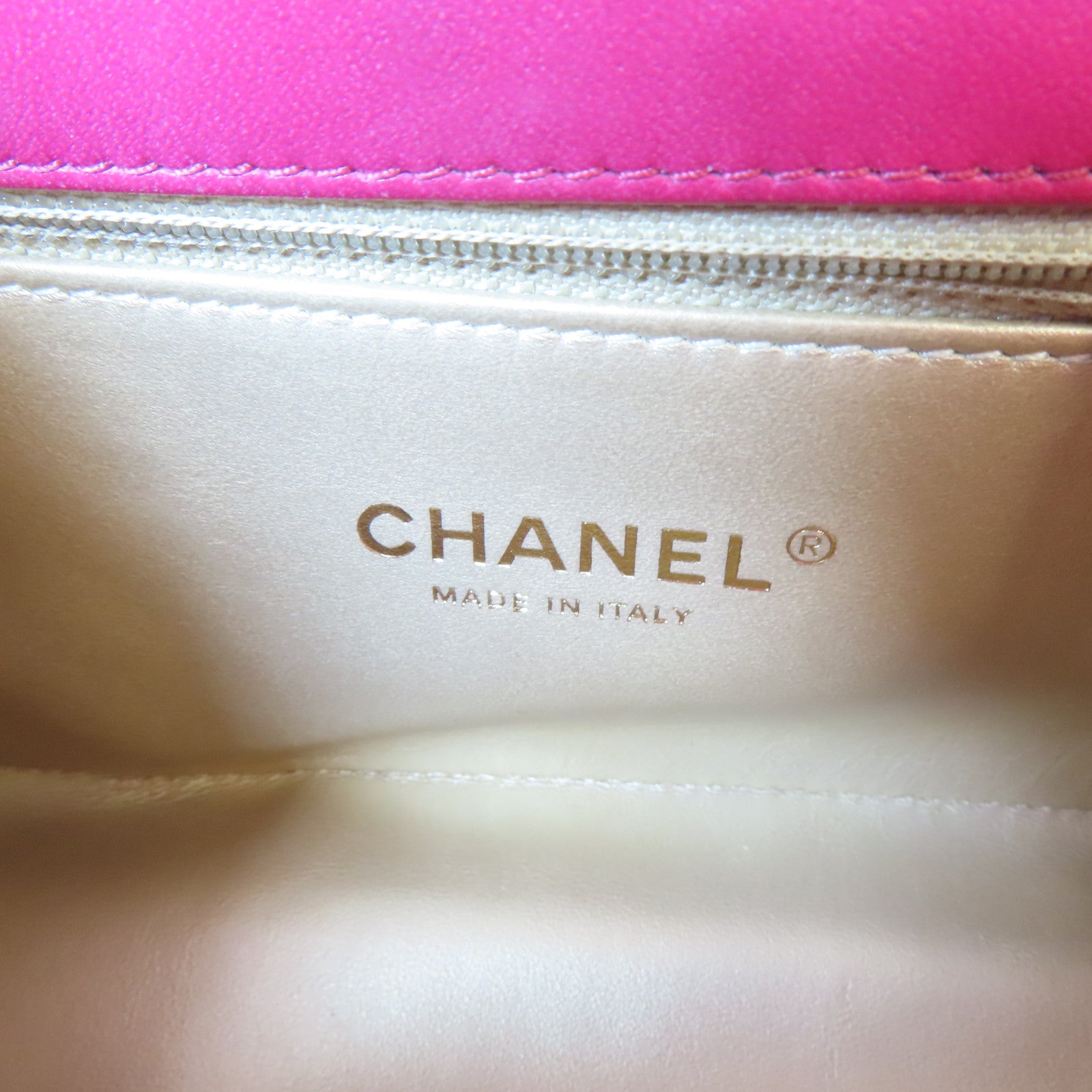 CHANEL 【激減優惠】菱格羊皮皮革Chain Shoulder金扣手挽肩背兩用袋紅色