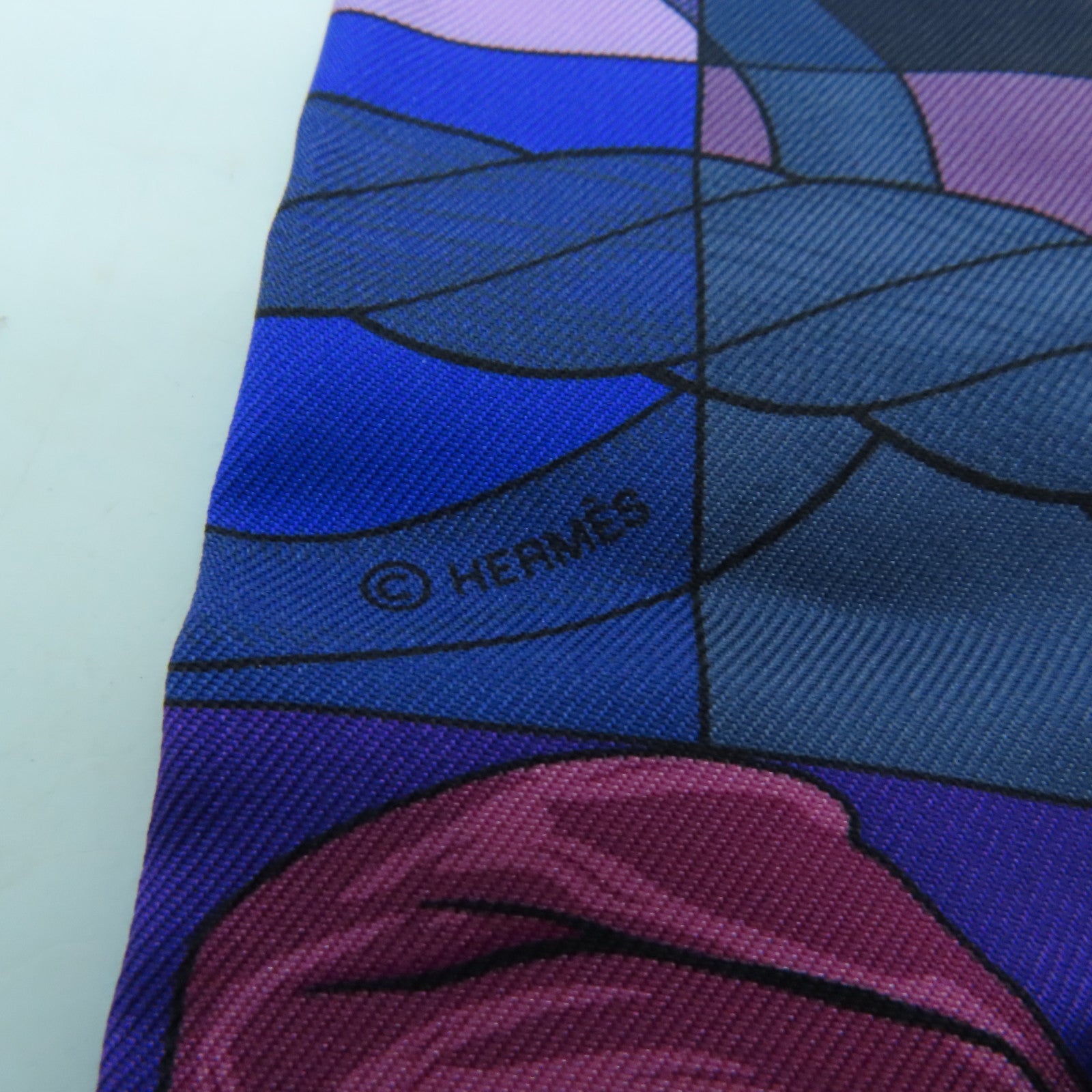 HERMES 【激減優惠】絲質Twilly絲巾藍色