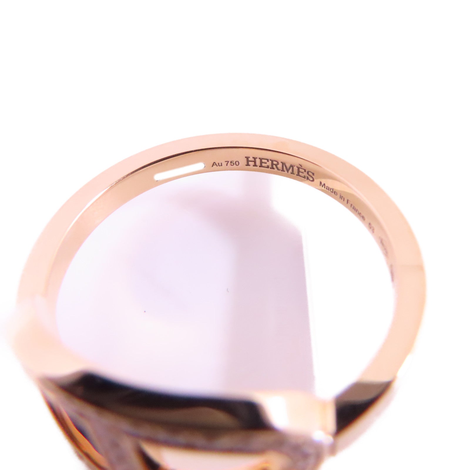 HERMES 18K玫瑰金/鑽石Chaine D Ancre Contour Diamond Ring戒指#53/US#6.25