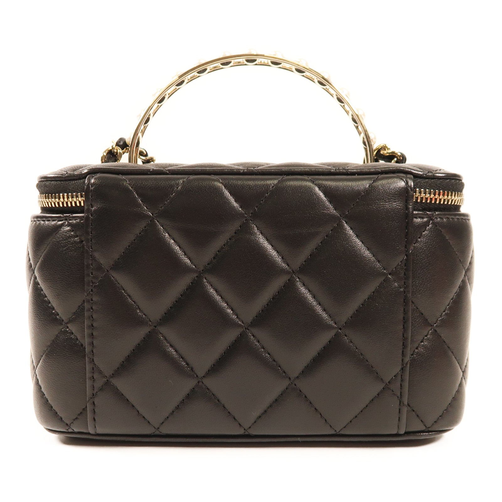 CHANEL 羊皮皮革Vanity Case銀扣手挽肩背兩用袋