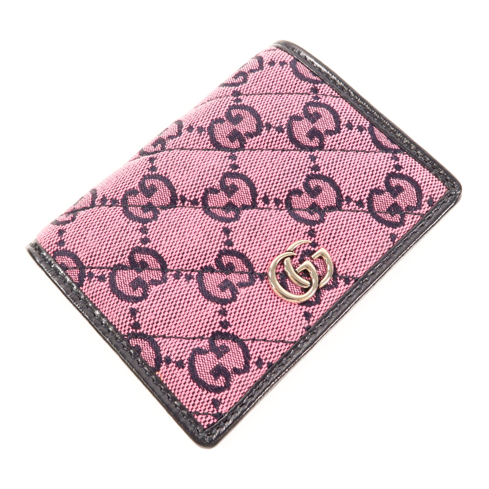 GUCCI 帆布/牛皮皮革Wallet銀扣錢包