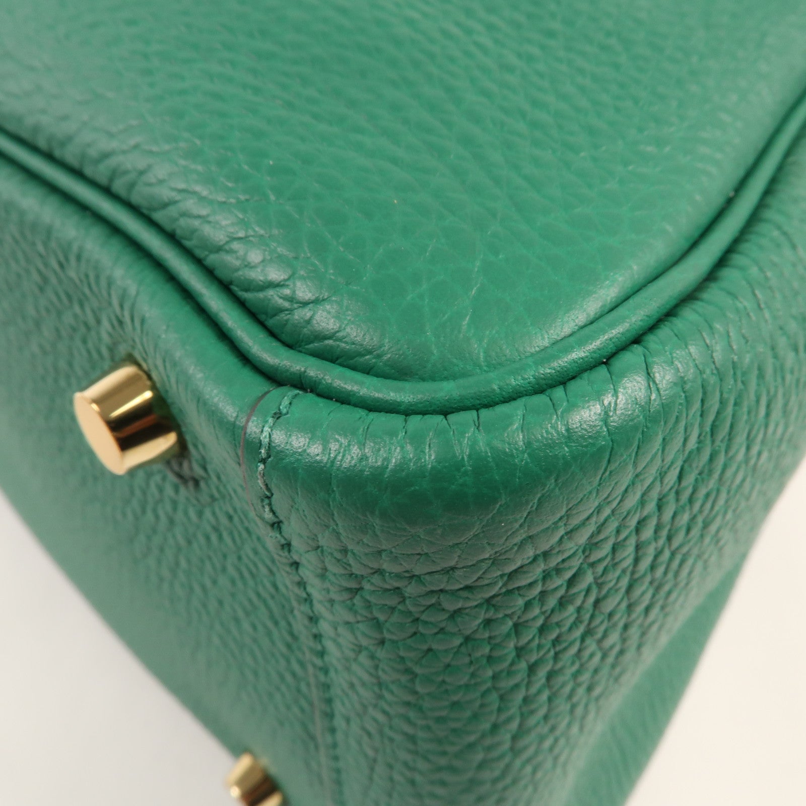 HERMES 【激減優惠】Clemence皮革Lindy 26金扣手挽肩背兩用袋Vert Vertigo