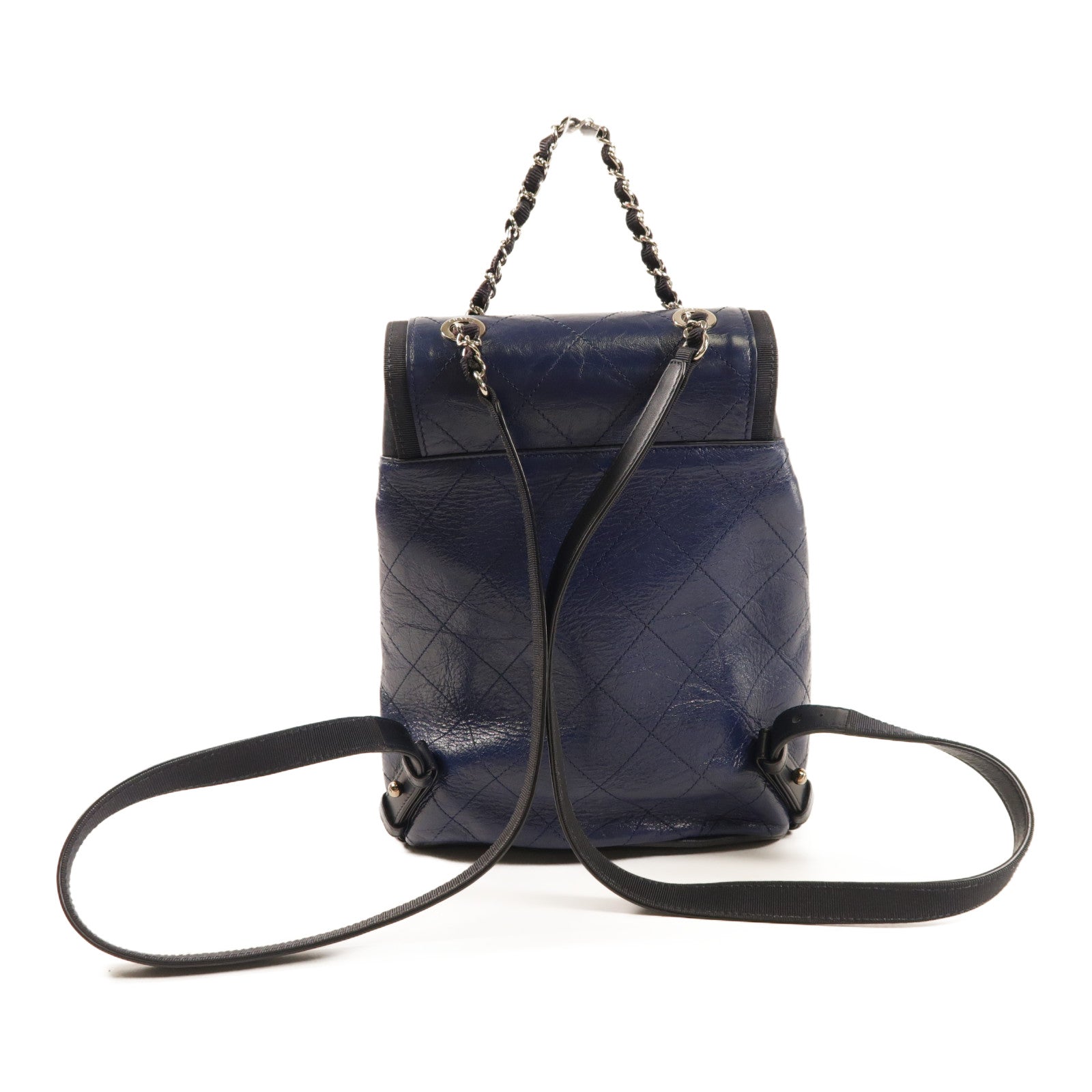 CHANEL 牛皮皮革Backpack銀扣背包