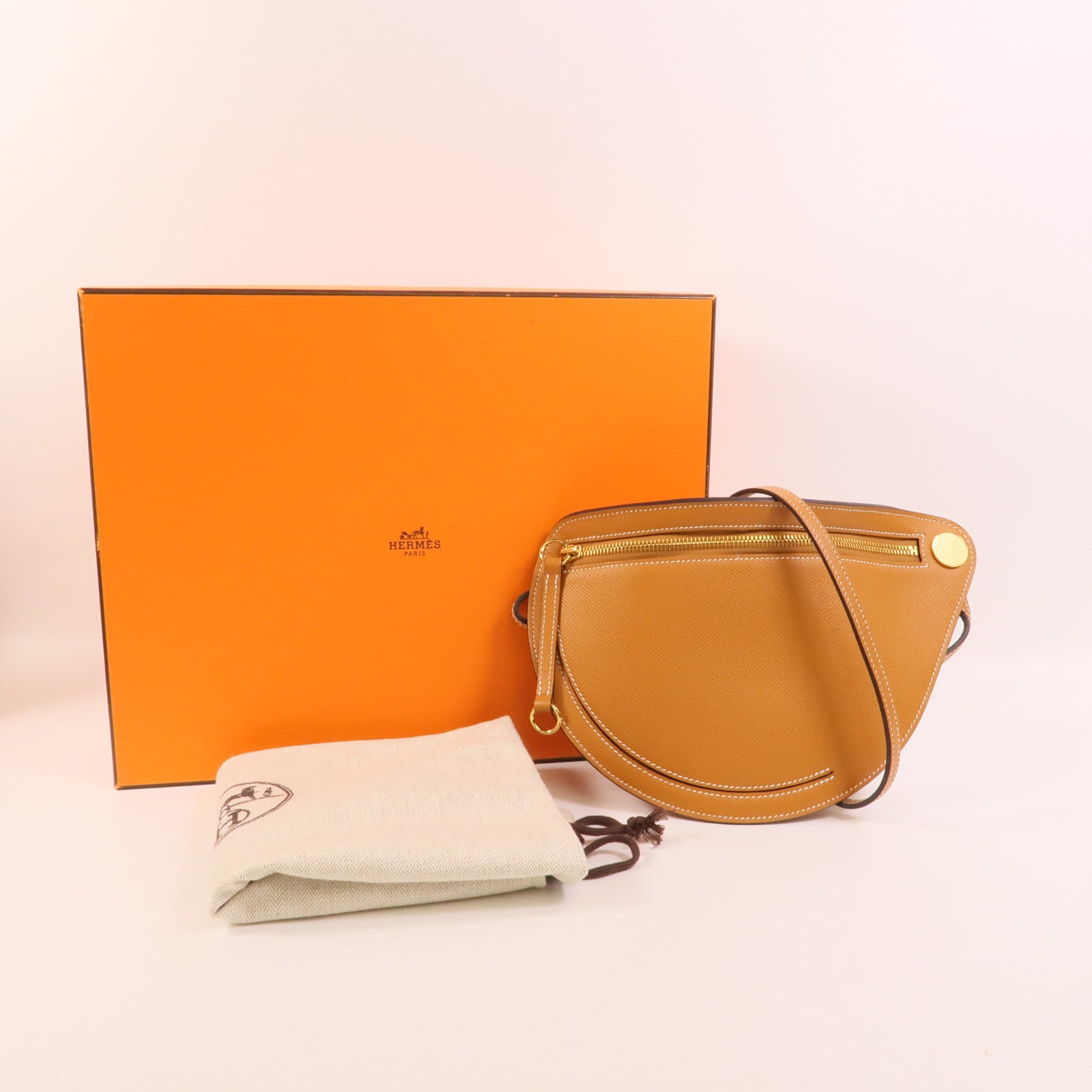 HERMES Epsom皮革Petite Course肩背袋Gold