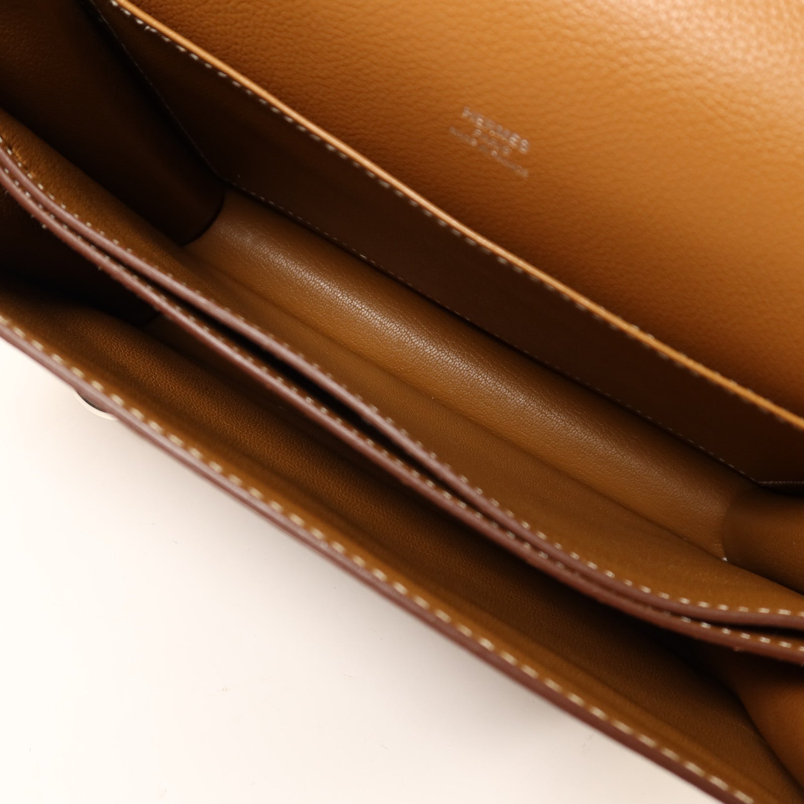 HERMES Evercolor皮革Roulis 23銀扣肩背袋Gold