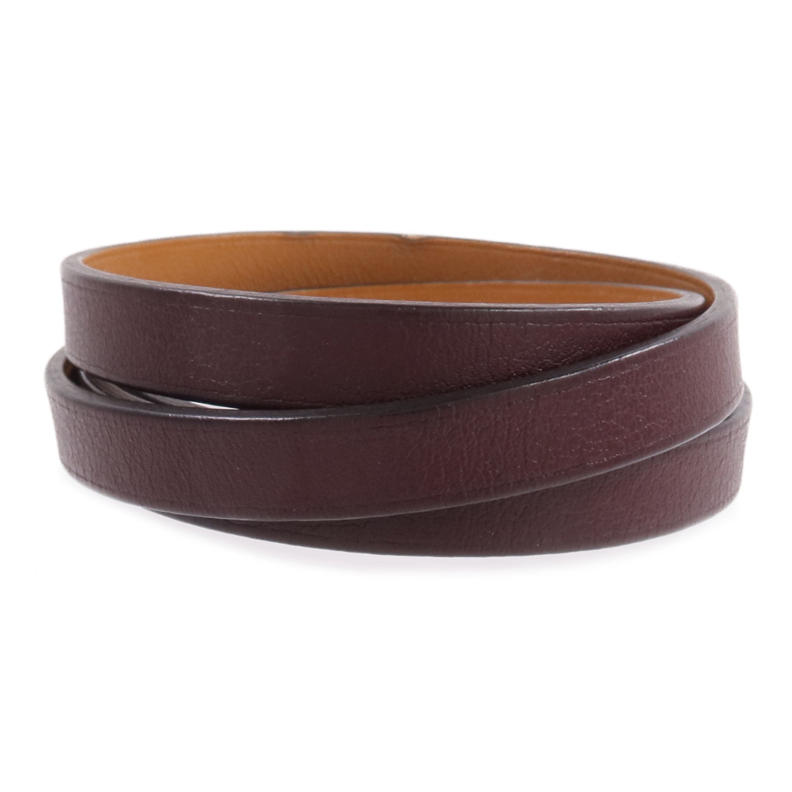 HERMES Swift皮革Behapi Triple Tour Bracelet手帶Rouge H/Fauve