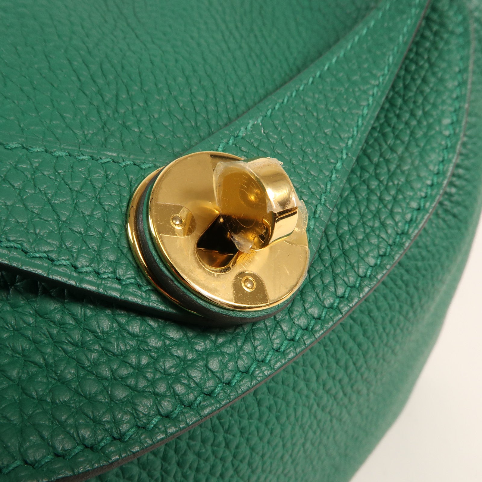 HERMES 【激減優惠】Clemence皮革Lindy 26金扣手挽肩背兩用袋Vert Vertigo