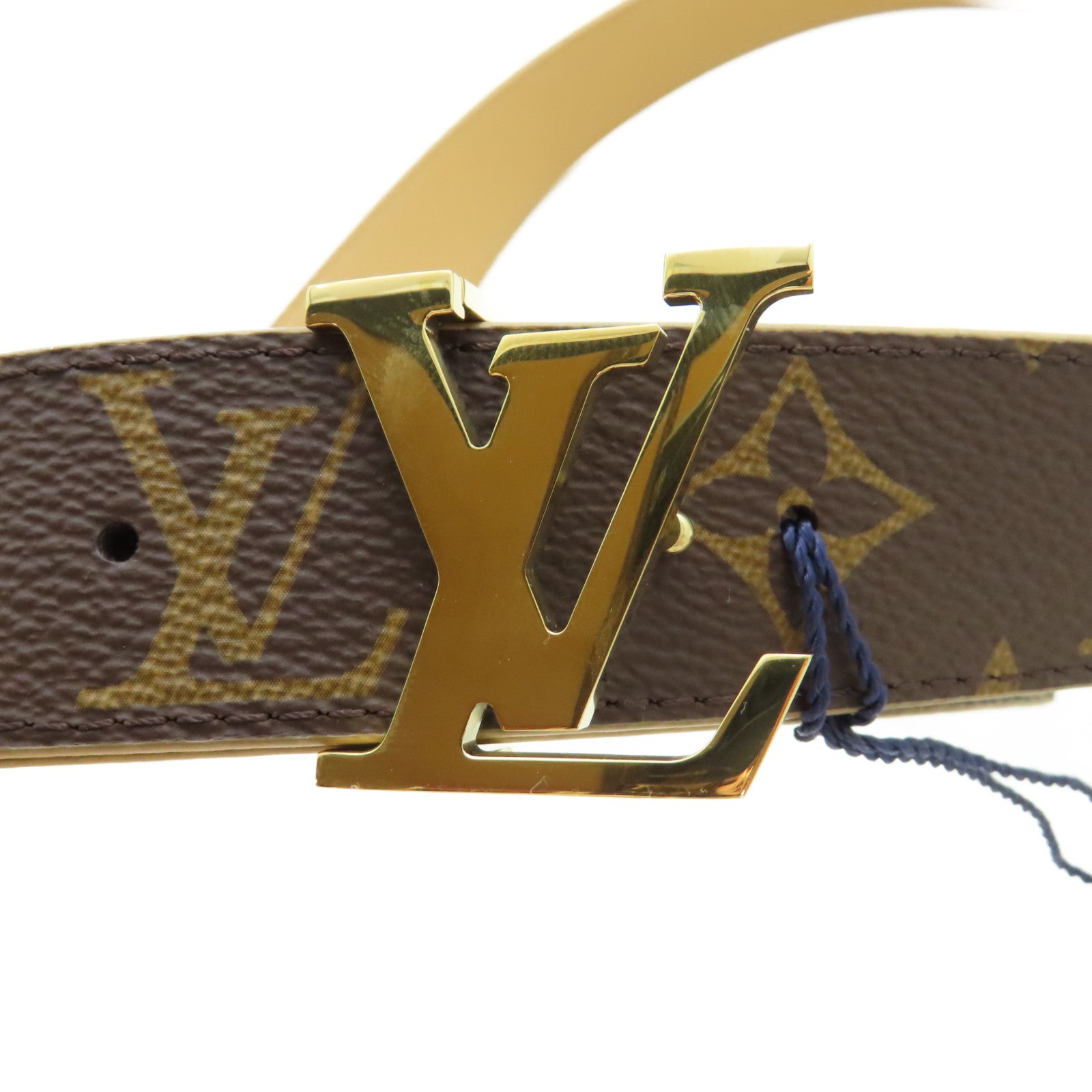 LOUIS VUITTON Monogram Belt金扣皮帶啡色