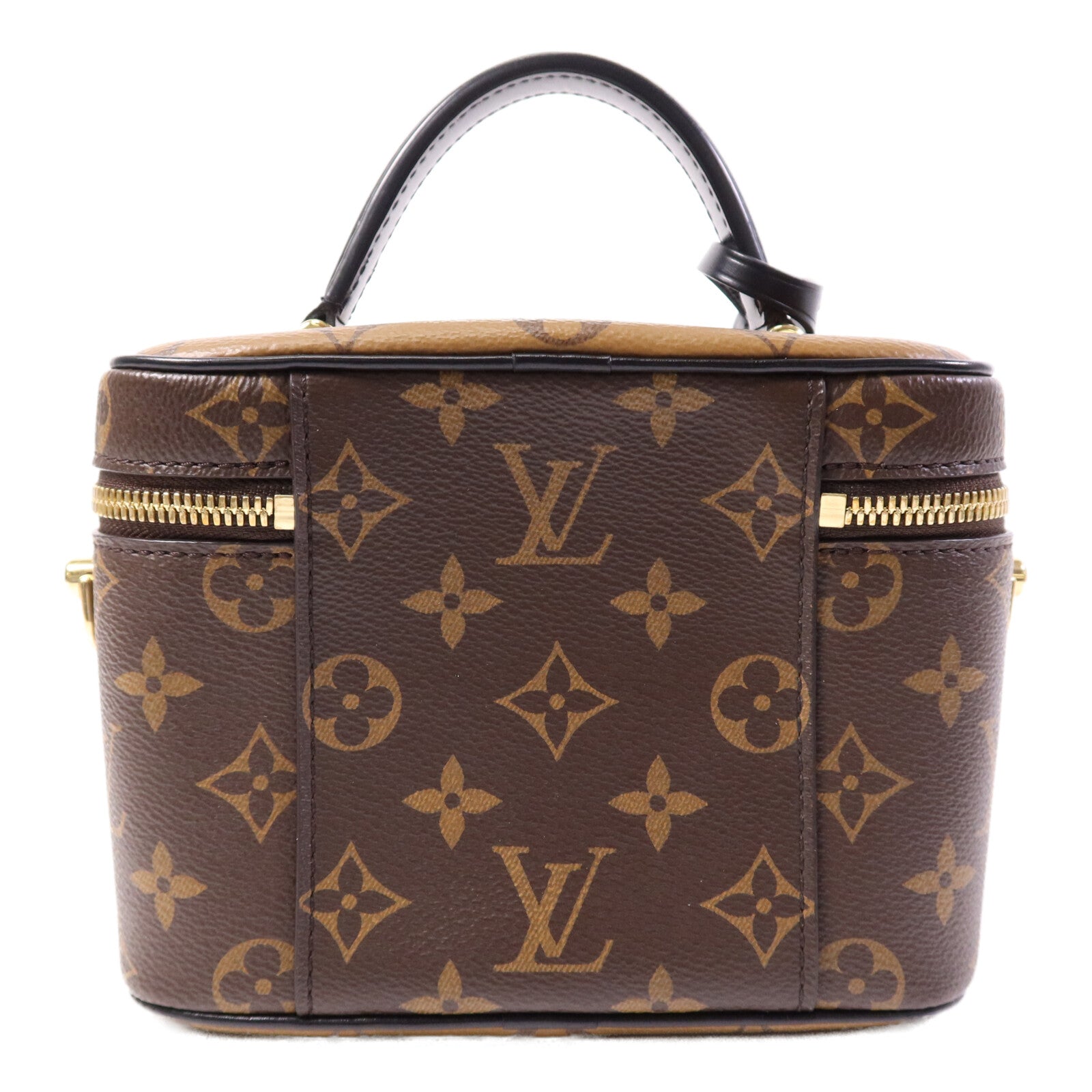LOUIS VUITTON Monogram Reverse Vanity PM金扣手挽肩背兩用袋棕色