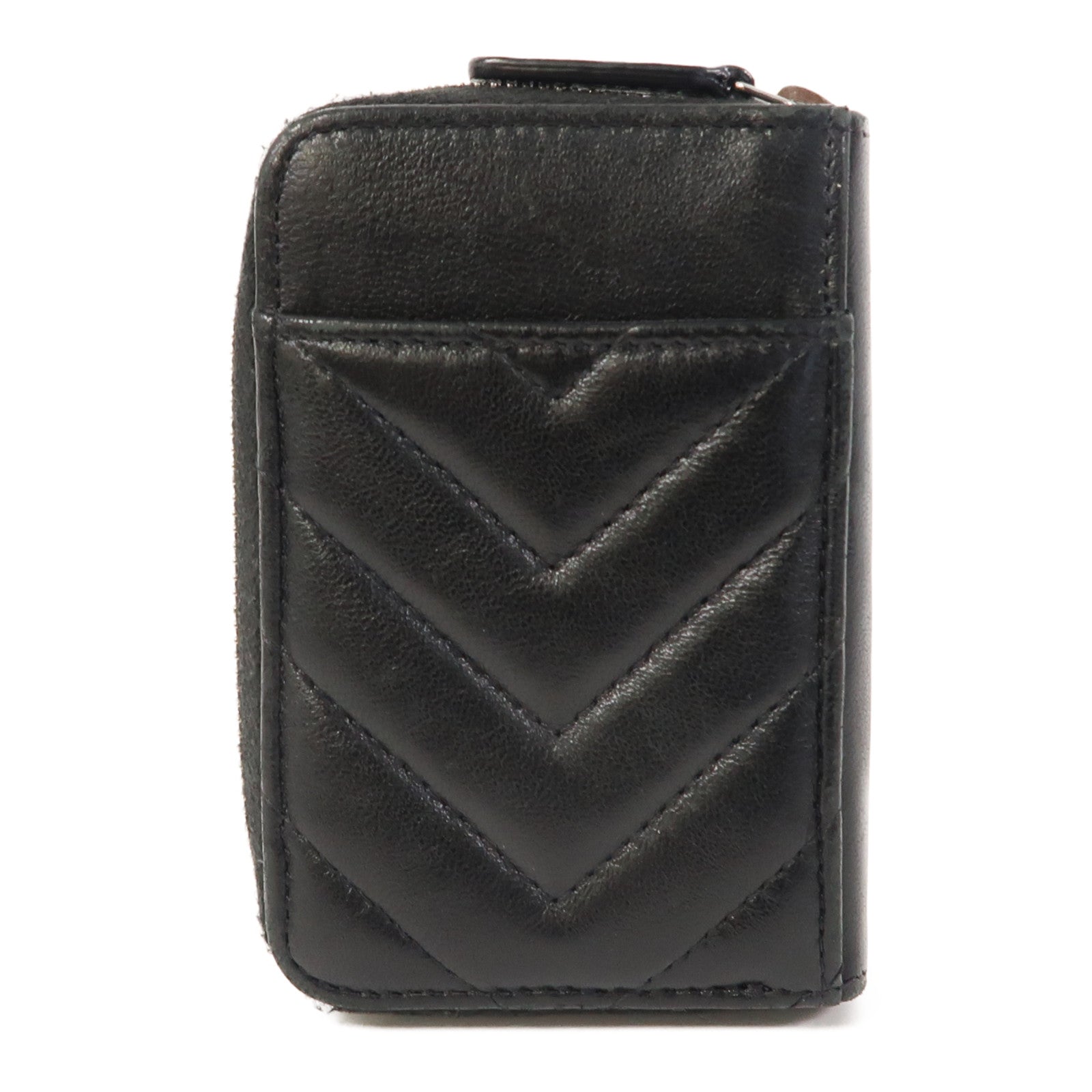 CHANEL 【激減優惠】斜紋羊皮皮革Card Case卡銀扣片套黑色