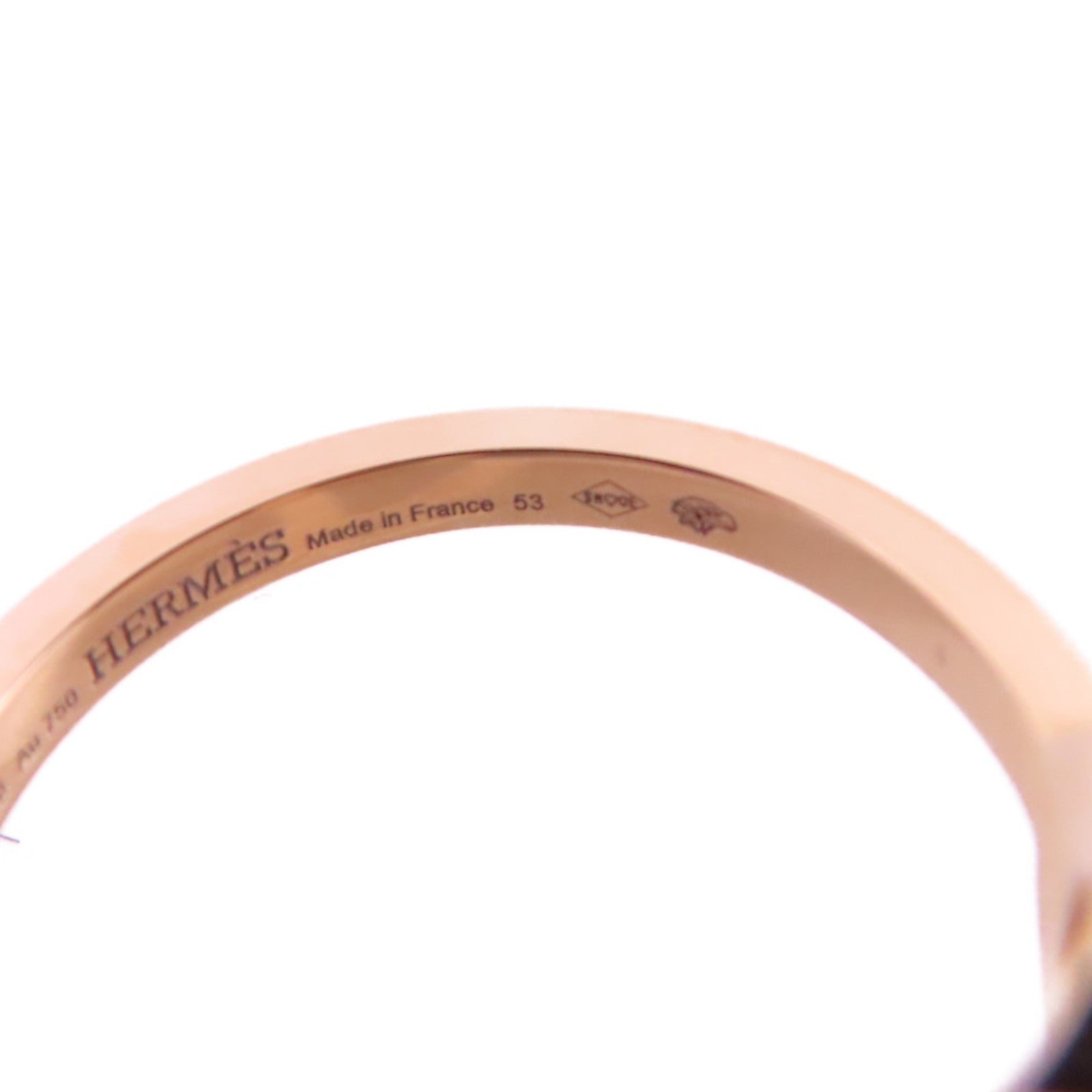 HERMES 18K玫瑰金/鑽石Chaine D Ancre Contour Diamond Ring戒指#53/US#6.25