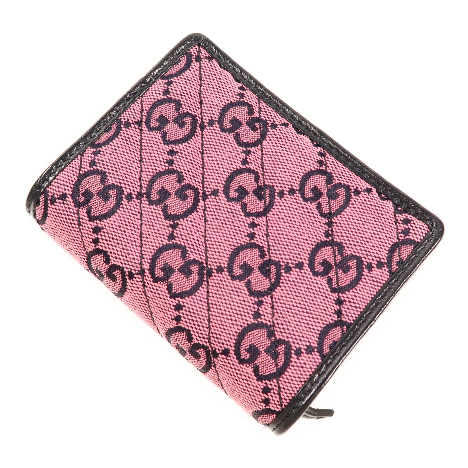 GUCCI 帆布/牛皮皮革Wallet銀扣錢包