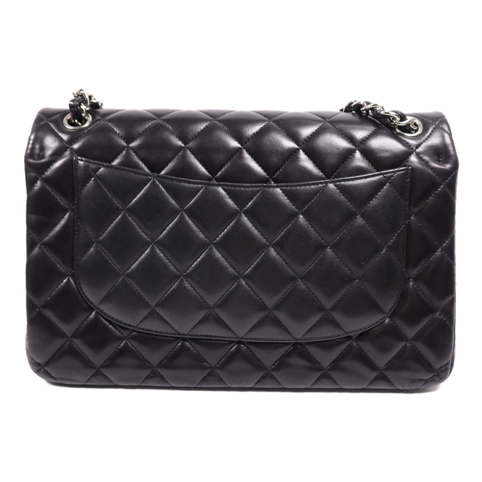 CHANEL 羊皮皮革Large Classic銀扣鏈帶肩背袋