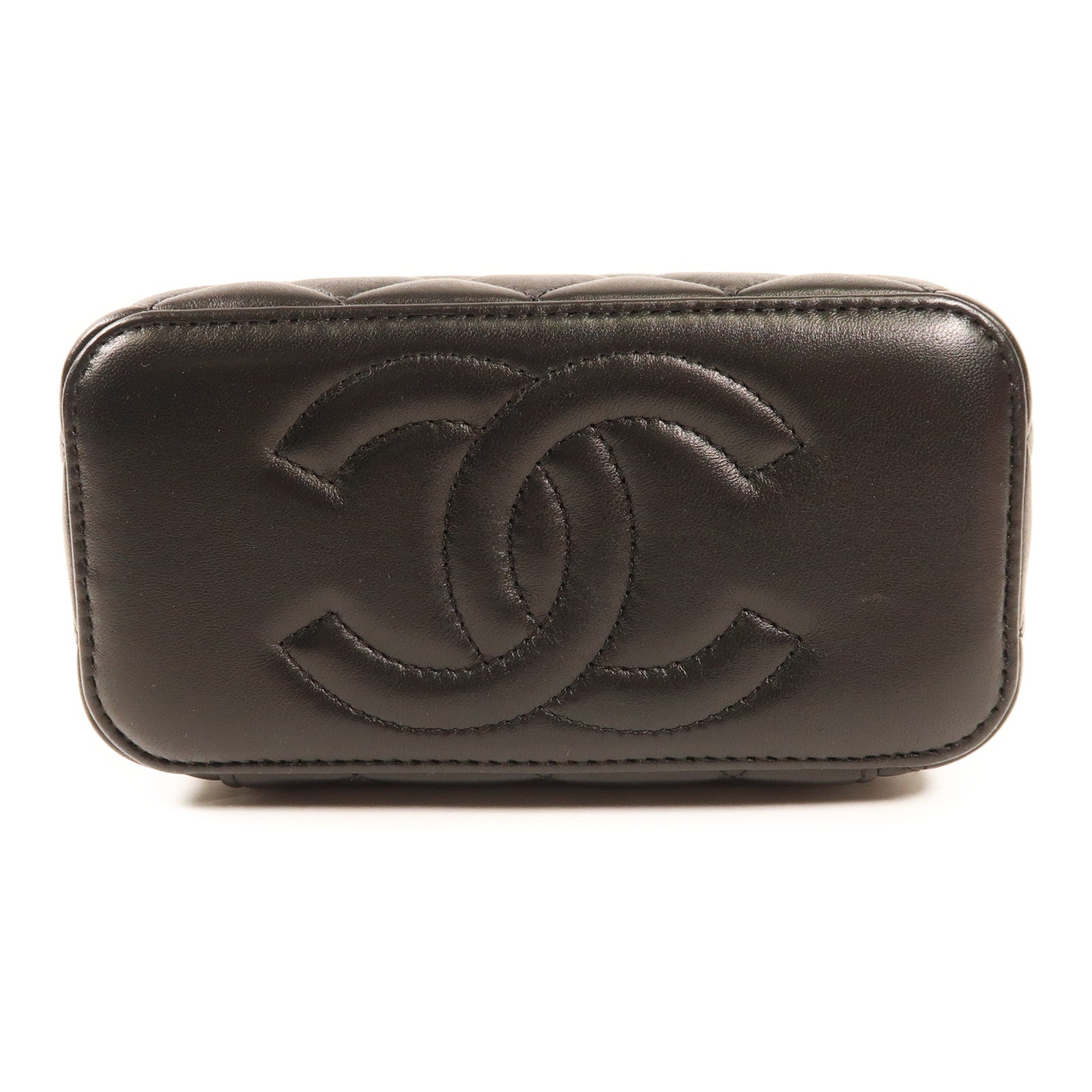 CHANEL 羊皮皮革Vanity Case銀扣手挽肩背兩用袋