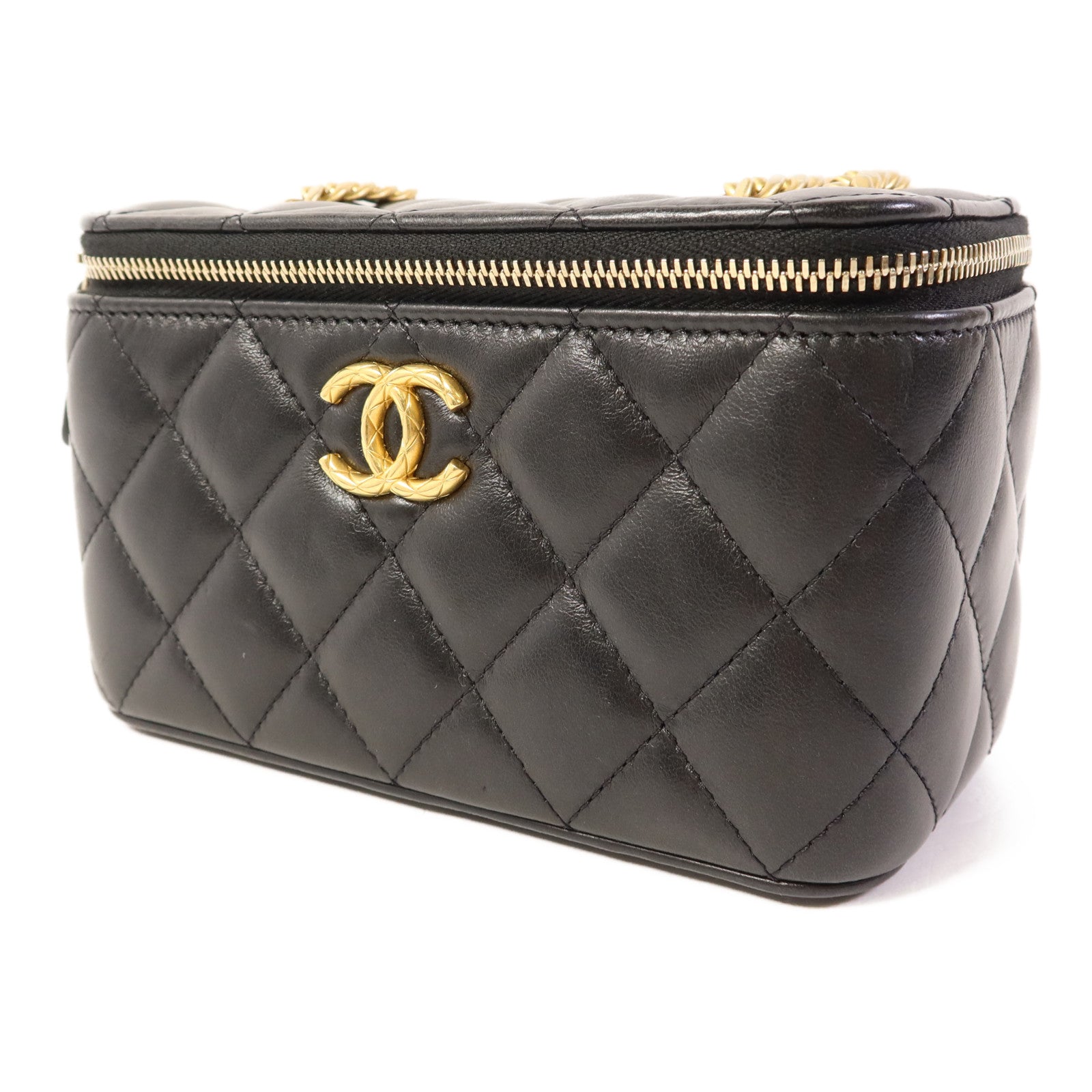 CHANEL 羊皮皮革Vanity Bag金扣鏈帶肩背袋