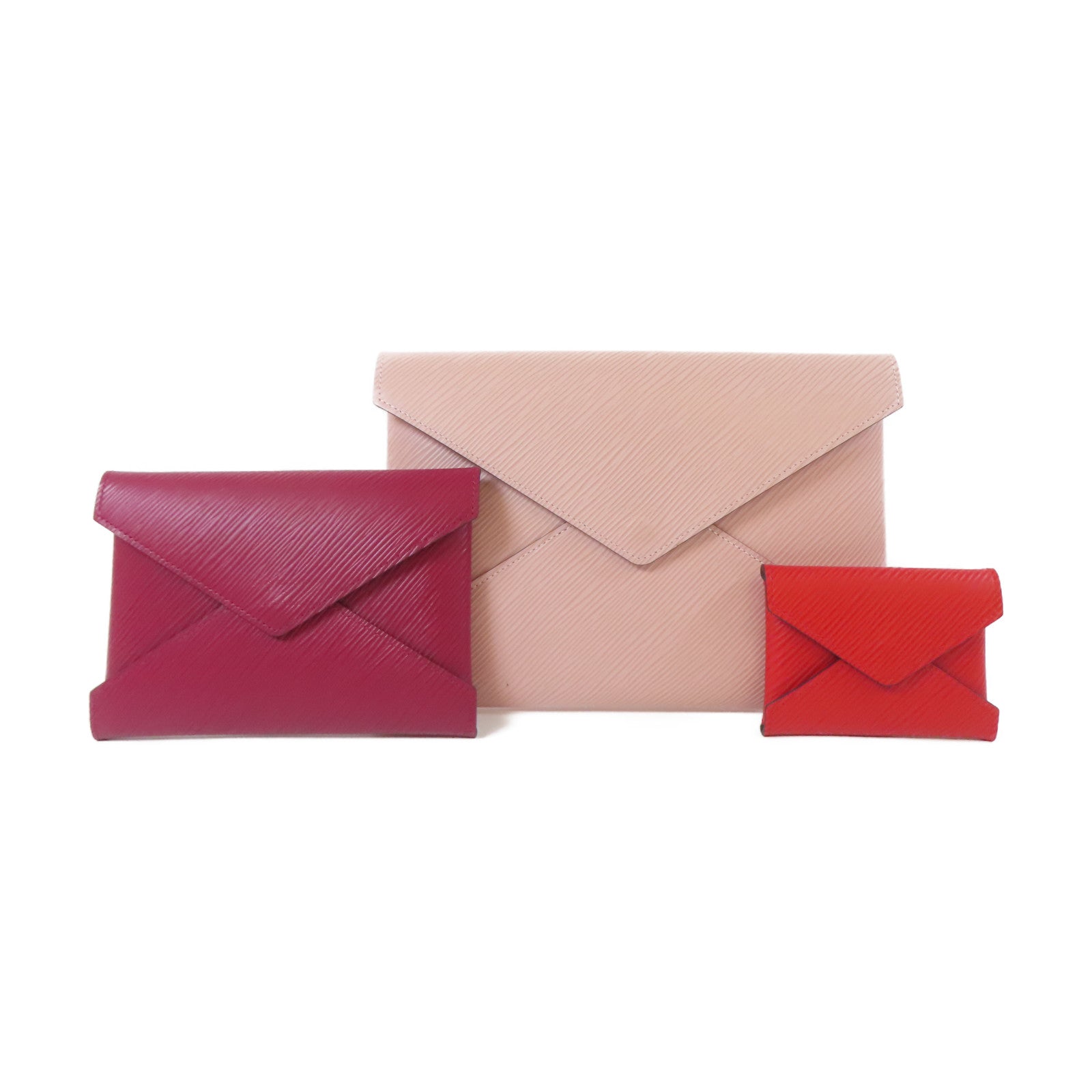 LOUIS VUITTON Epi Pochette Kirigami銀扣小袋粉紅色/紅色/深紅色