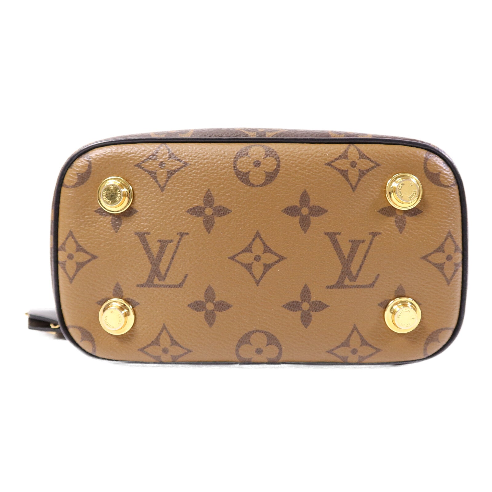 LOUIS VUITTON Monogram Reverse Vanity PM金扣手挽肩背兩用袋棕色