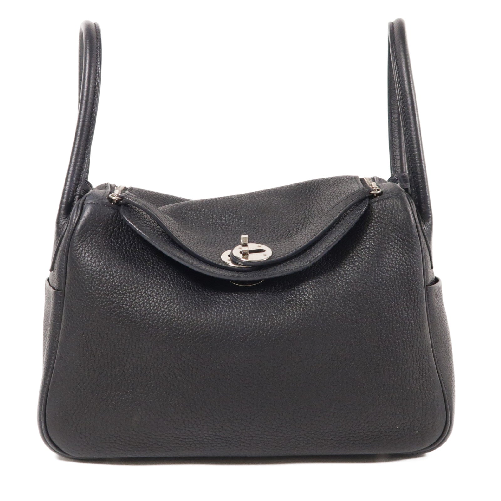 HERMES Clemence皮革/鱷魚皮革Lindy 26 Touch銀扣手挽肩背兩用袋