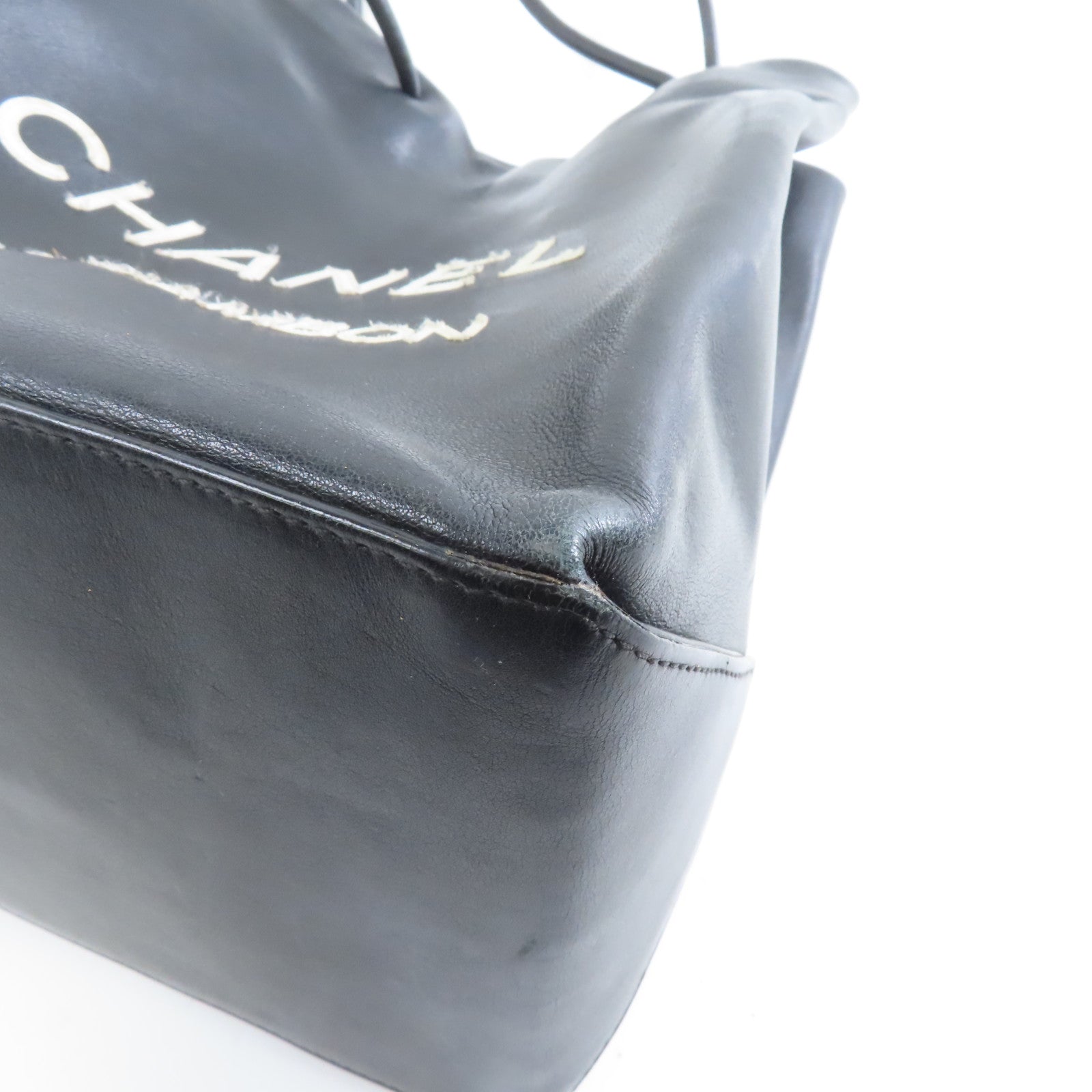 CHANEL 牛皮皮革Tote Bag銀扣手挽袋黑色