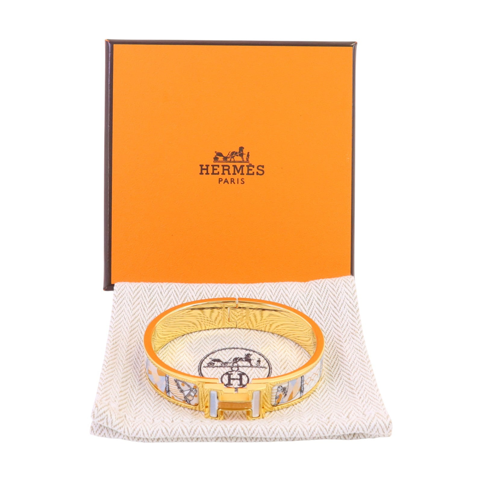 HERMES 金屬/琺瑯Armreif Clic H Bracelet金扣手鏈