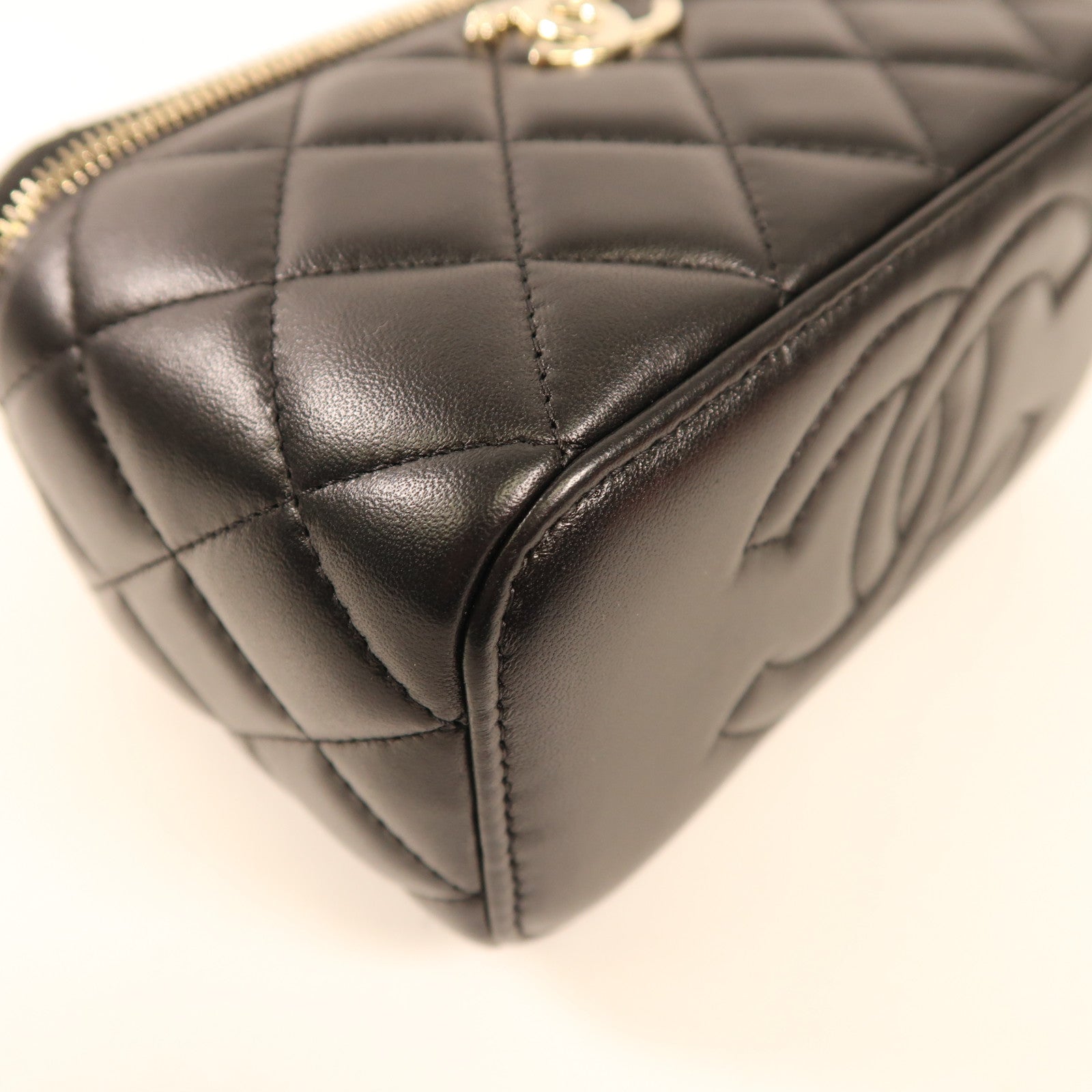 CHANEL 羊皮皮革Vanity Case銀扣手挽肩背兩用袋