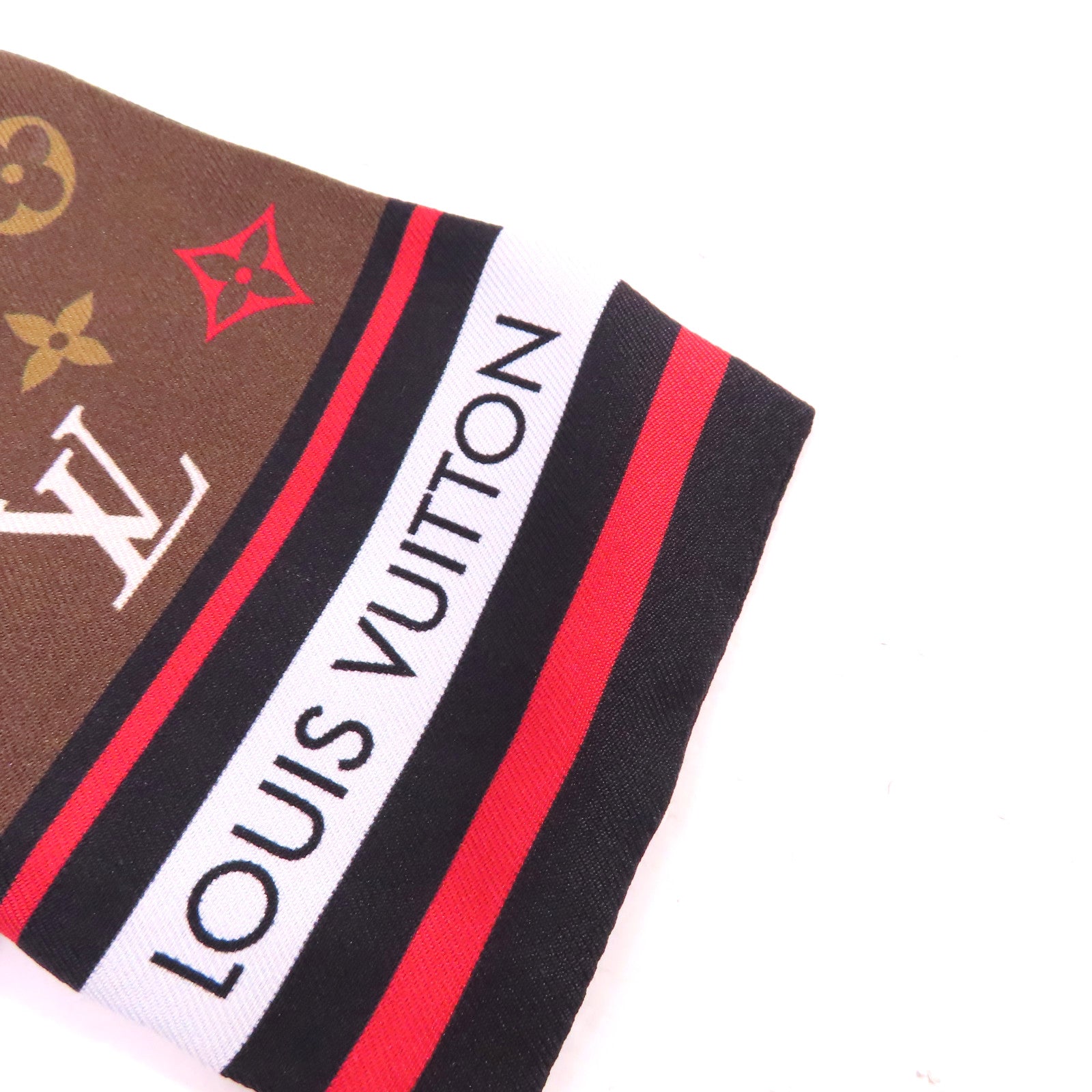 LOUIS VUITTON 絲質Bandeau Skyline Scarf絲巾黑色/杏色/彩色