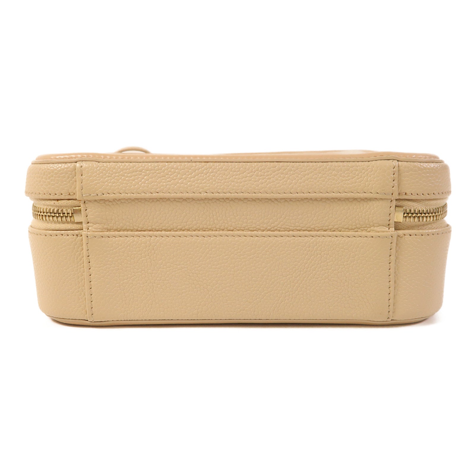 CHANEL CC GHW Vanity Case 2 Way Shoulder Bag A93343 Calfskin Leather Beige