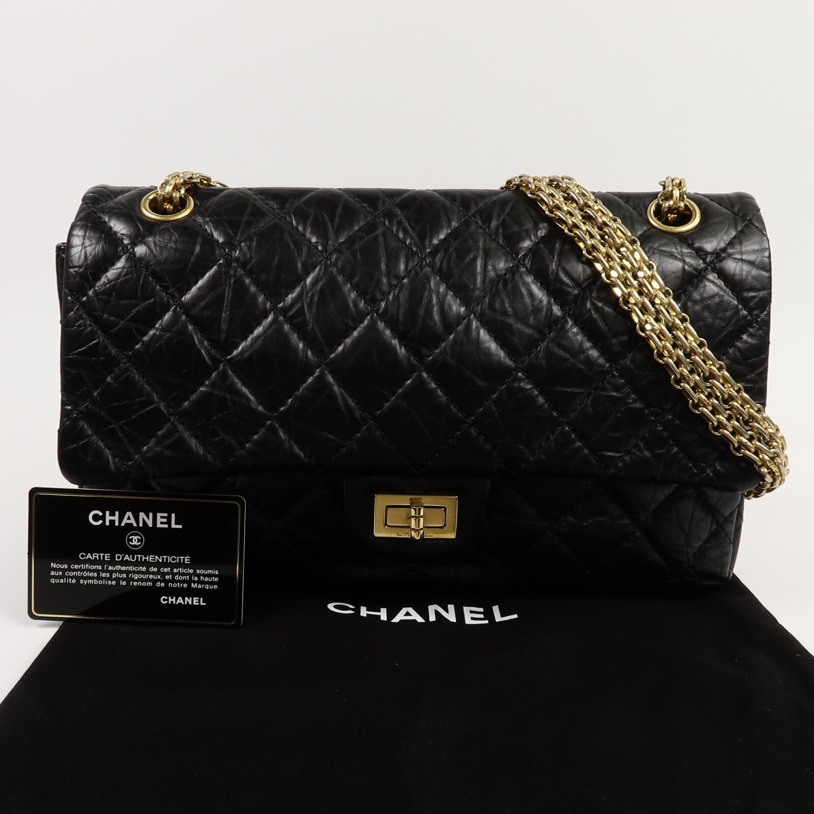 CHANEL 牛皮皮革2.55 Medium鏈帶肩背袋