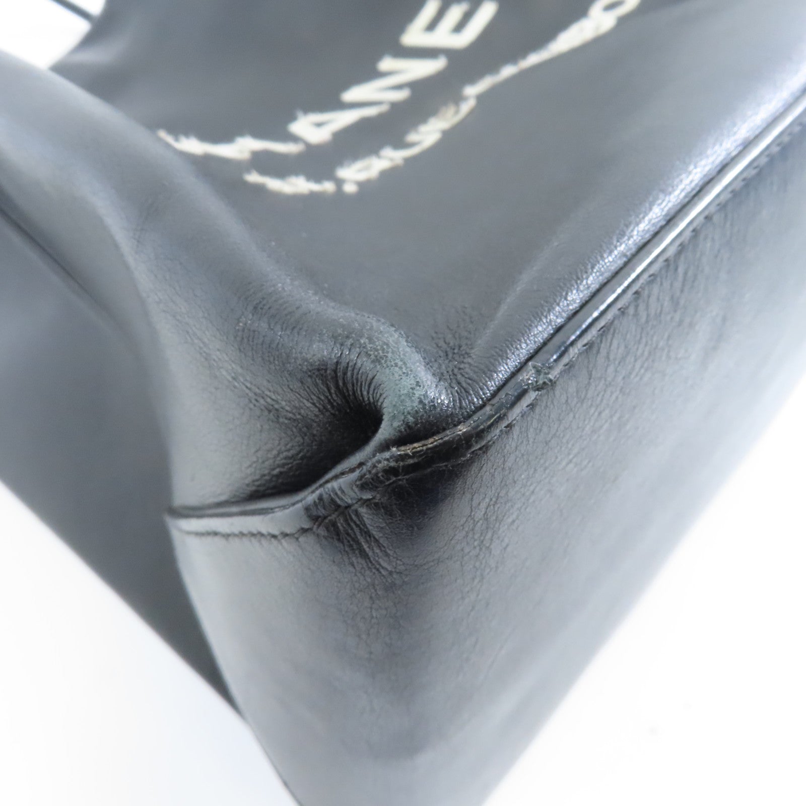 CHANEL 牛皮皮革Tote Bag銀扣手挽袋黑色