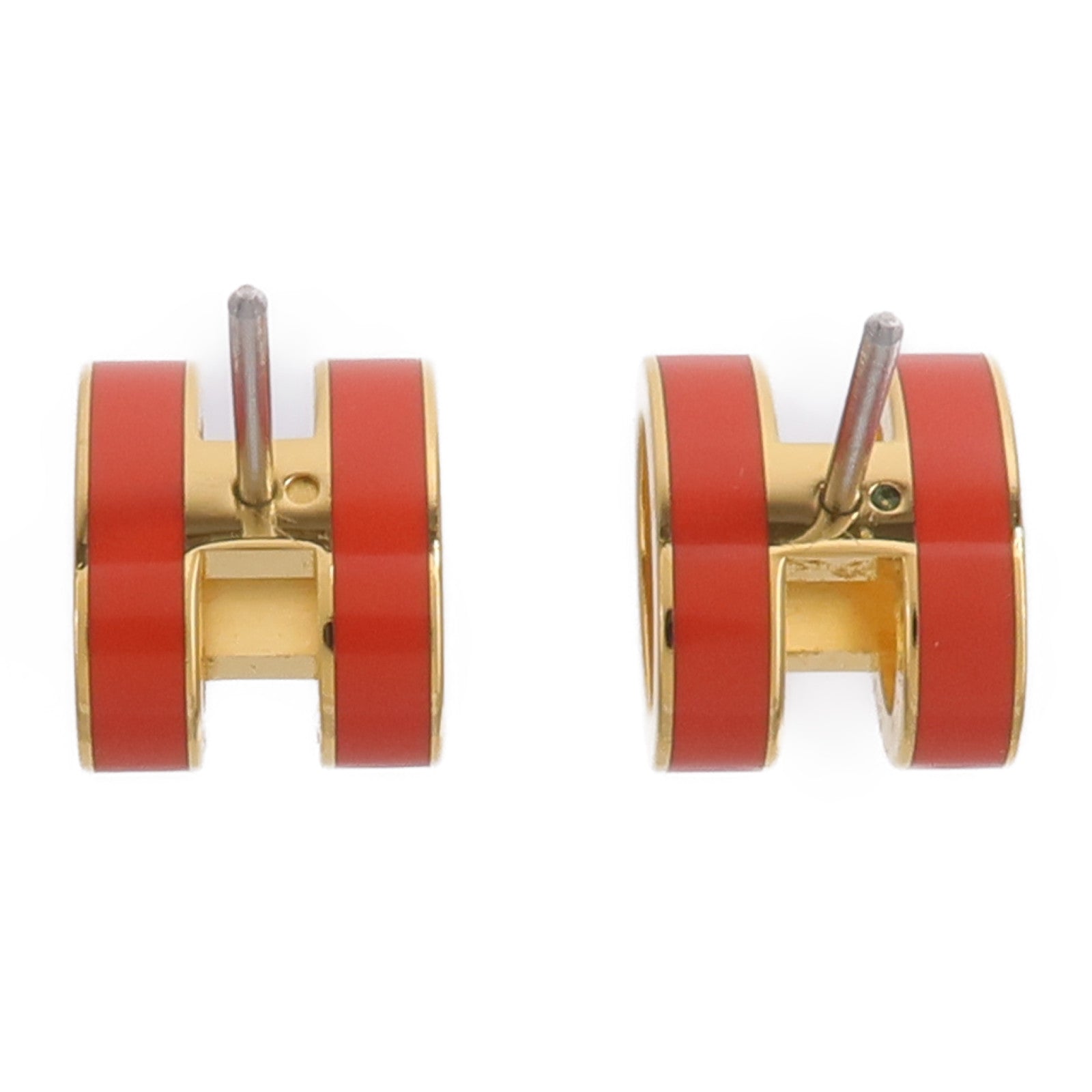 HERMES 金屬Pop H Earrings耳環Orange